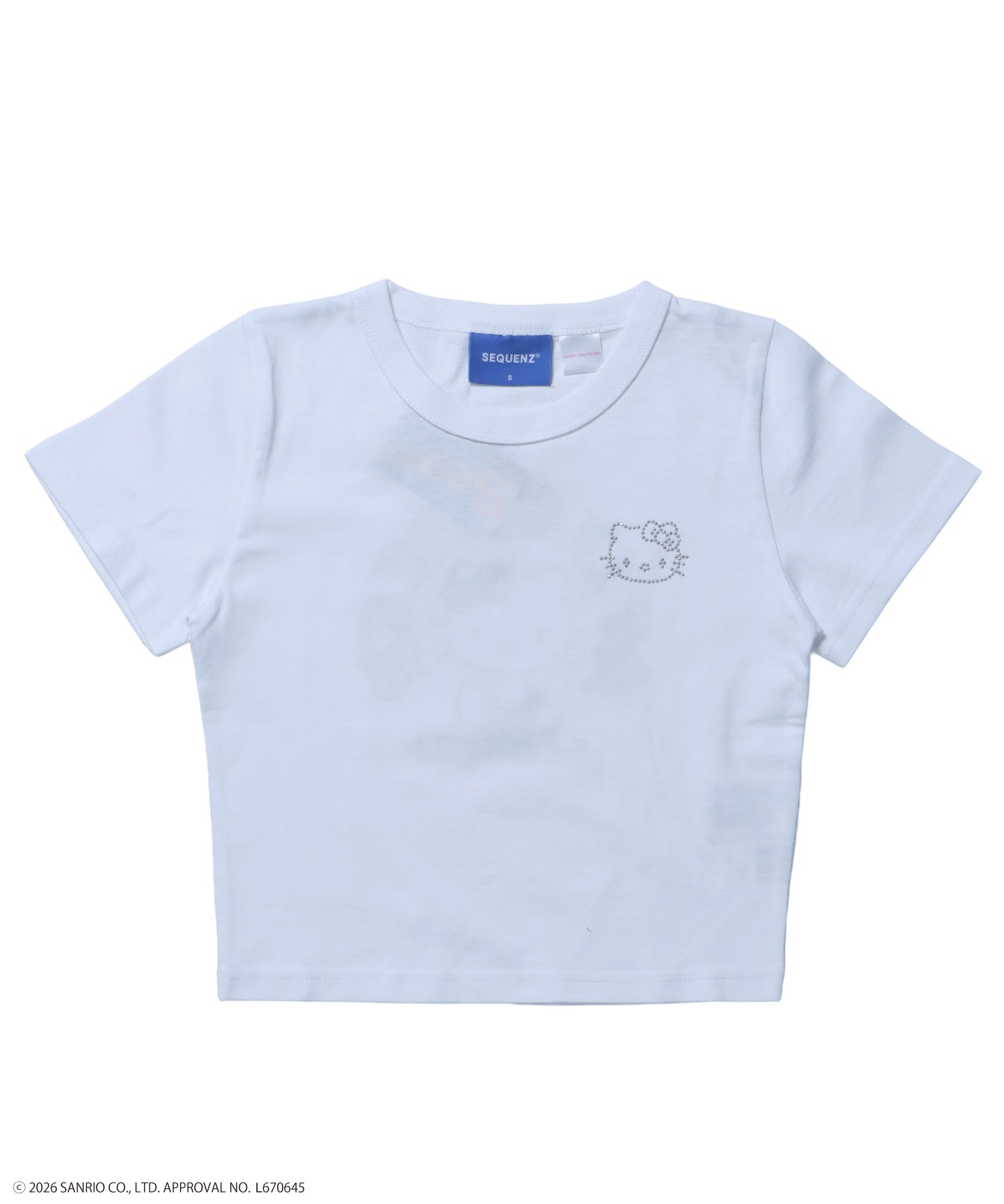 HK CIRCLE LOGO TEE / ハローキティ キティちゃん 半袖 クルーネック プリント ワンポイント ラインストーン プリント ホワイト