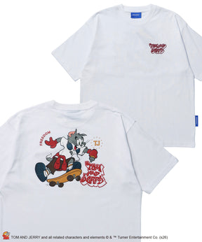 TJ SKATE BOARD TEE / トムとジェリー Tシャツ 半袖 クルーネック プリント オーバーサイズ ホワイト系その他