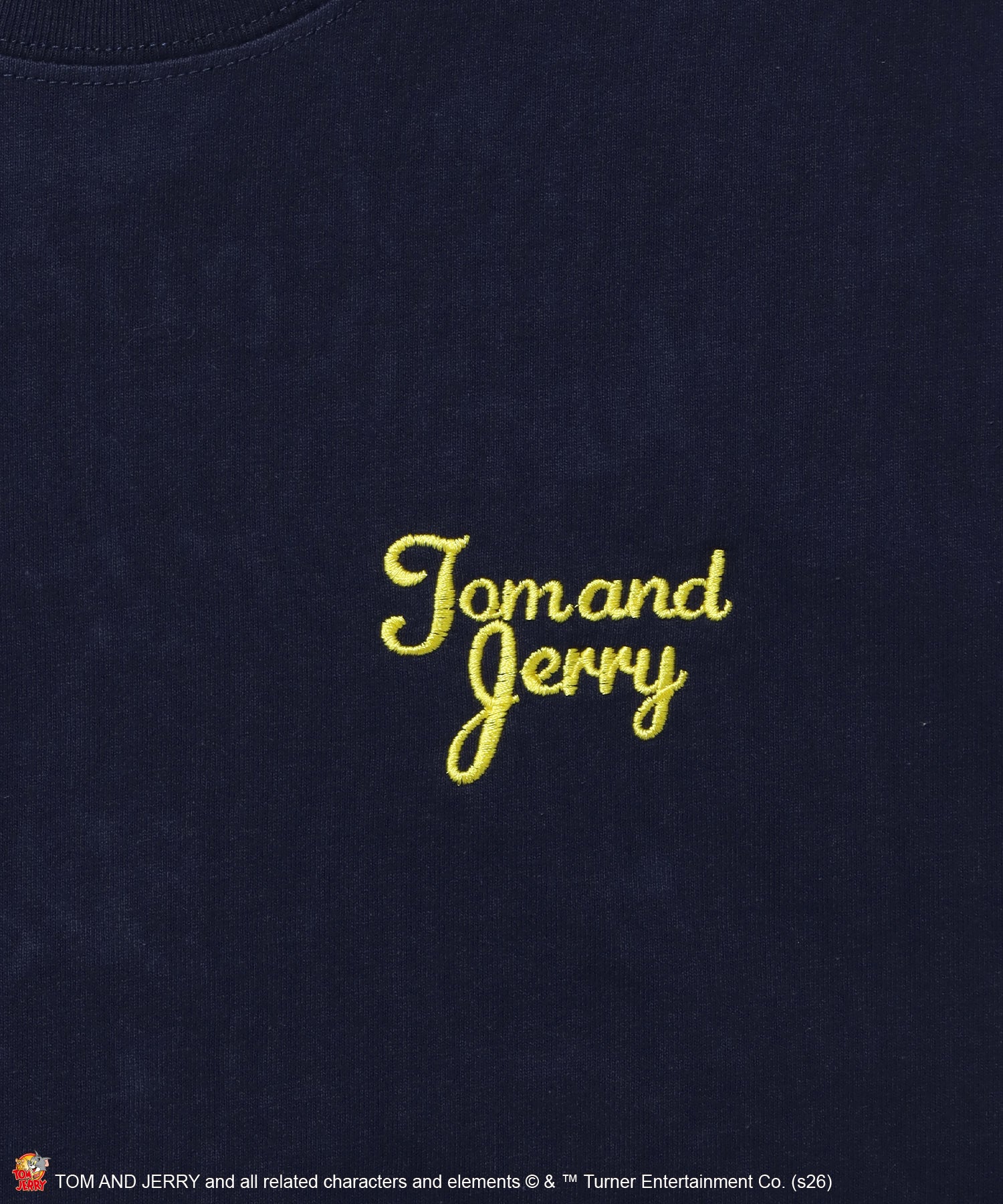 TJ GINGHAM DOG TEE / トムとジェリー 半袖 クルーネック 刺繍 ワンポイント ワッペン ユニセックス オーバーサイズ レイヤード ダークネイビー