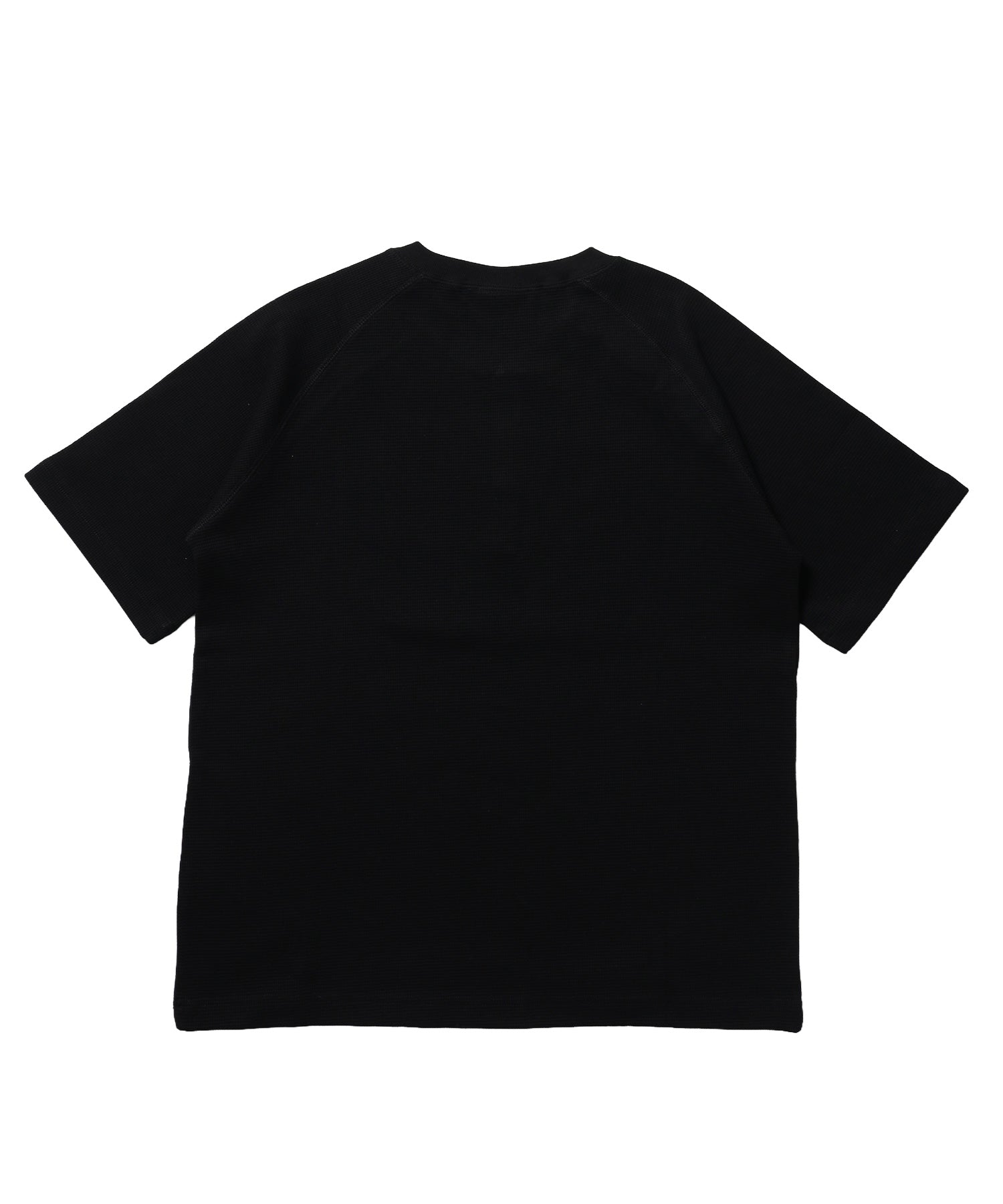 ※WEB限定 / 半袖 ヘンリーネック ラグラン ワンポイント ユニセックス レイヤード / sqnz thermal metal button tee ブラック