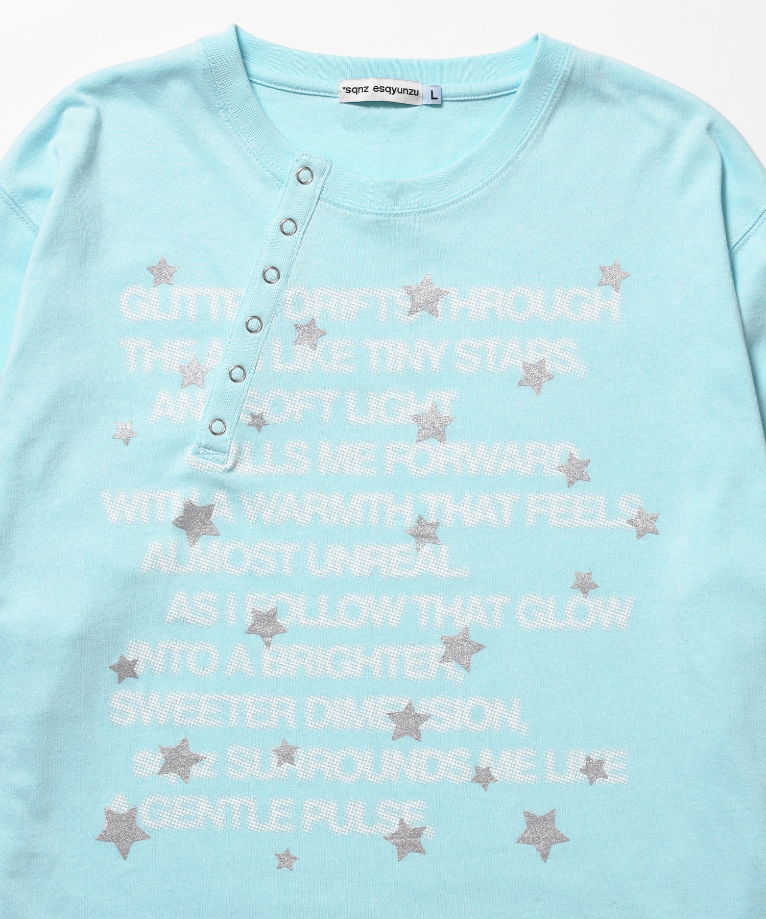 ※WEB限定 / ぼかしプリントヘンリーネックロンT / sqnzU BORDER L/S TEE ターコイズブルー