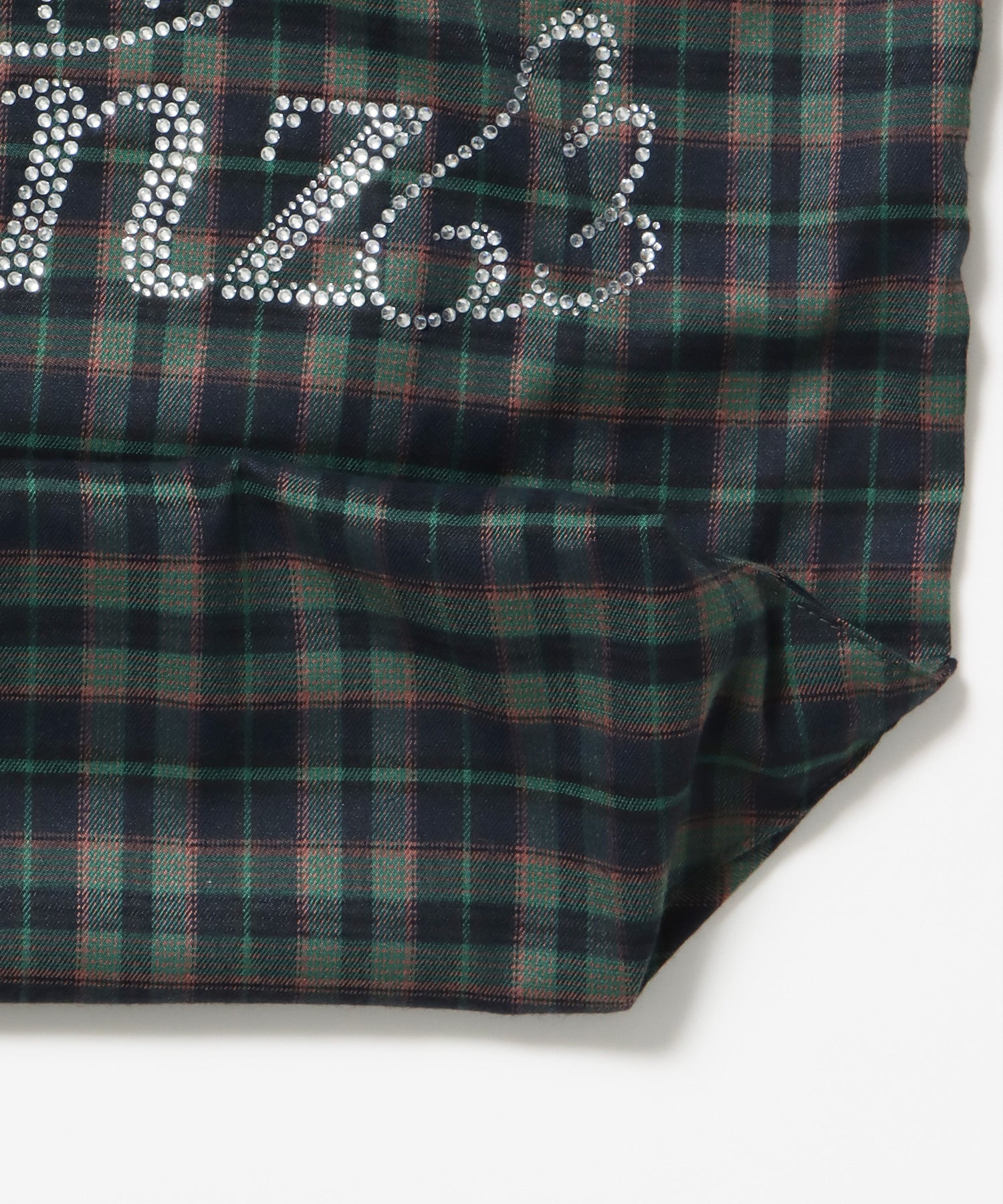 ≪予約商品≫sqnz favorite kira-kira totebag / ラインストーン バック チェック柄 2way ユニセックス グリーン