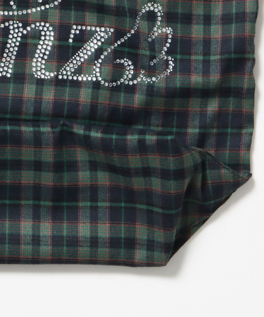 ≪予約商品≫sqnz favorite kira-kira totebag / ラインストーン バック チェック柄 2way ユニセックス グリーン