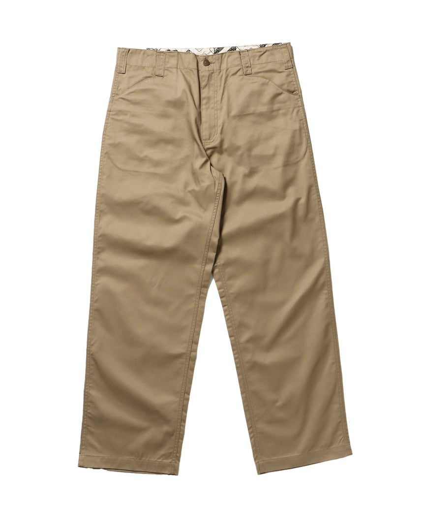 BA01 LITE WORK PANTS / パンツ ボトムス カーブ ワイド ワンポイント ツイル ベージュ