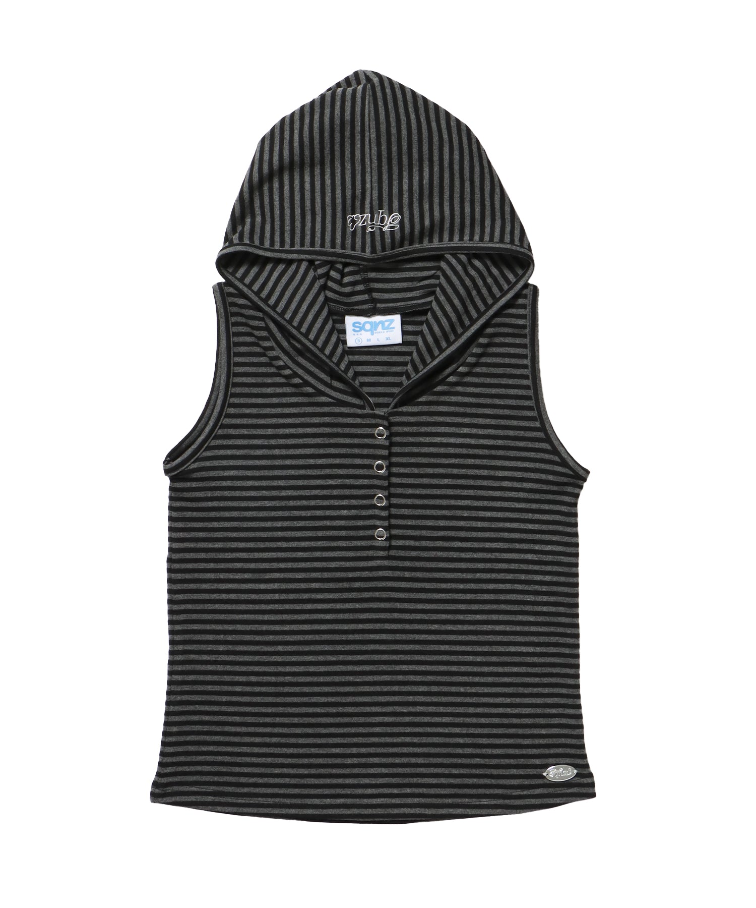 ※WEB限定 / レディースボーダータンクトップ / sqnz border hooded tank top ブラック