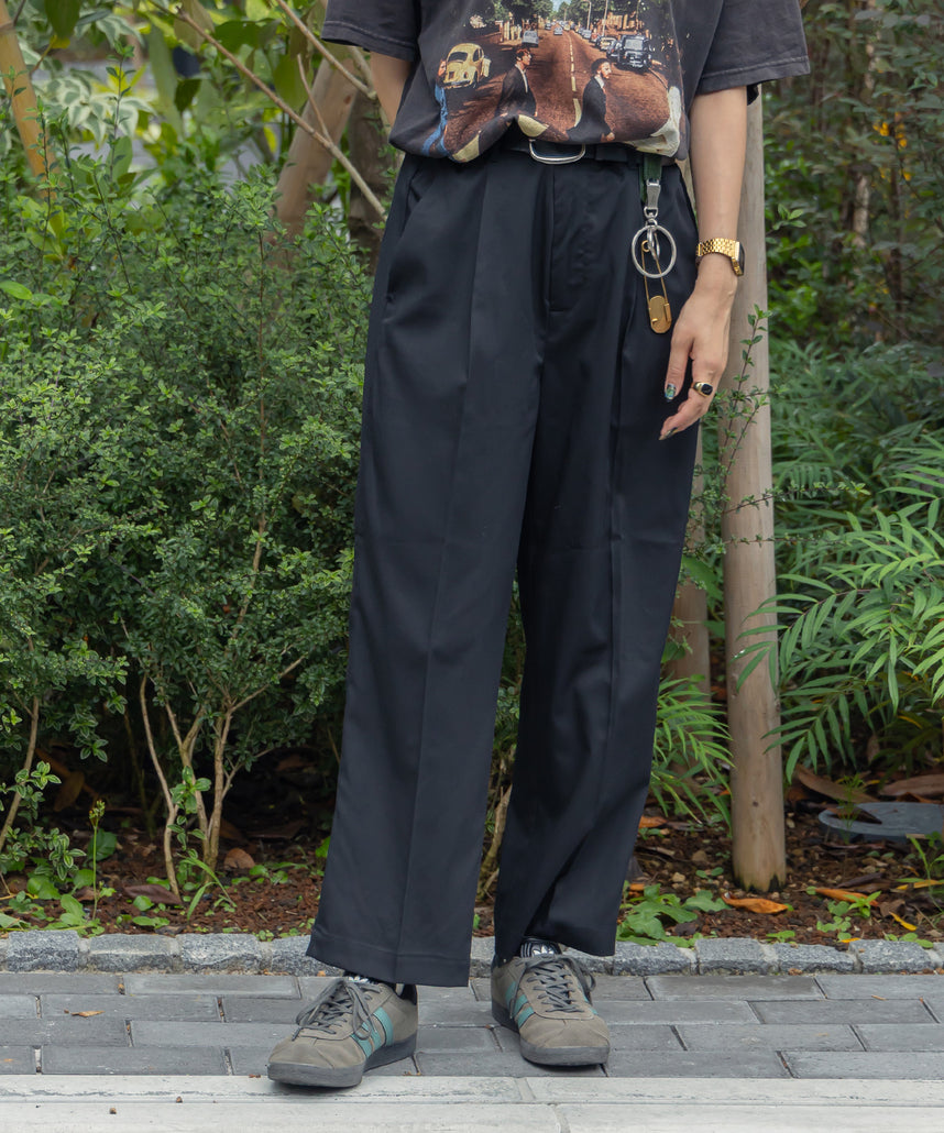 TR SIDE GATHER ANKLE PANTS / TR サイドギャザー アンクルスラックス チャコール