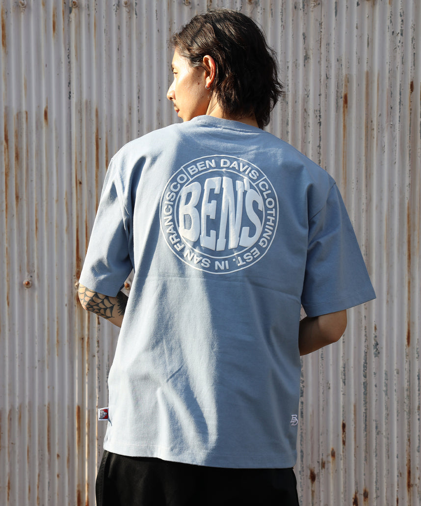 CIRCLE BEN‘S TEE / サークルロゴ Tシャツ 刺繍 半袖 シンプルロゴ ブルーグレー