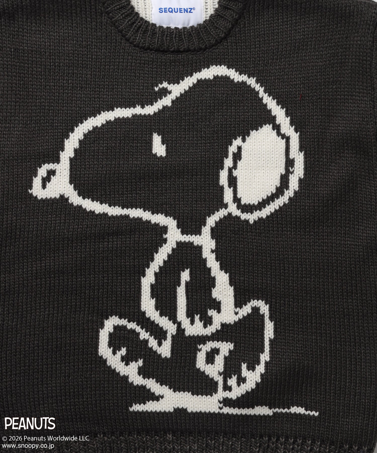 TP SNOOPY CHUNKY KNIT / スヌーピー メッセージプリント チャンキーニット チャコール