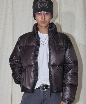 sqnz puffa short padding / ユニセックス パファ ダウン ジャケット 中綿 短丈 ドローコード ブラウン