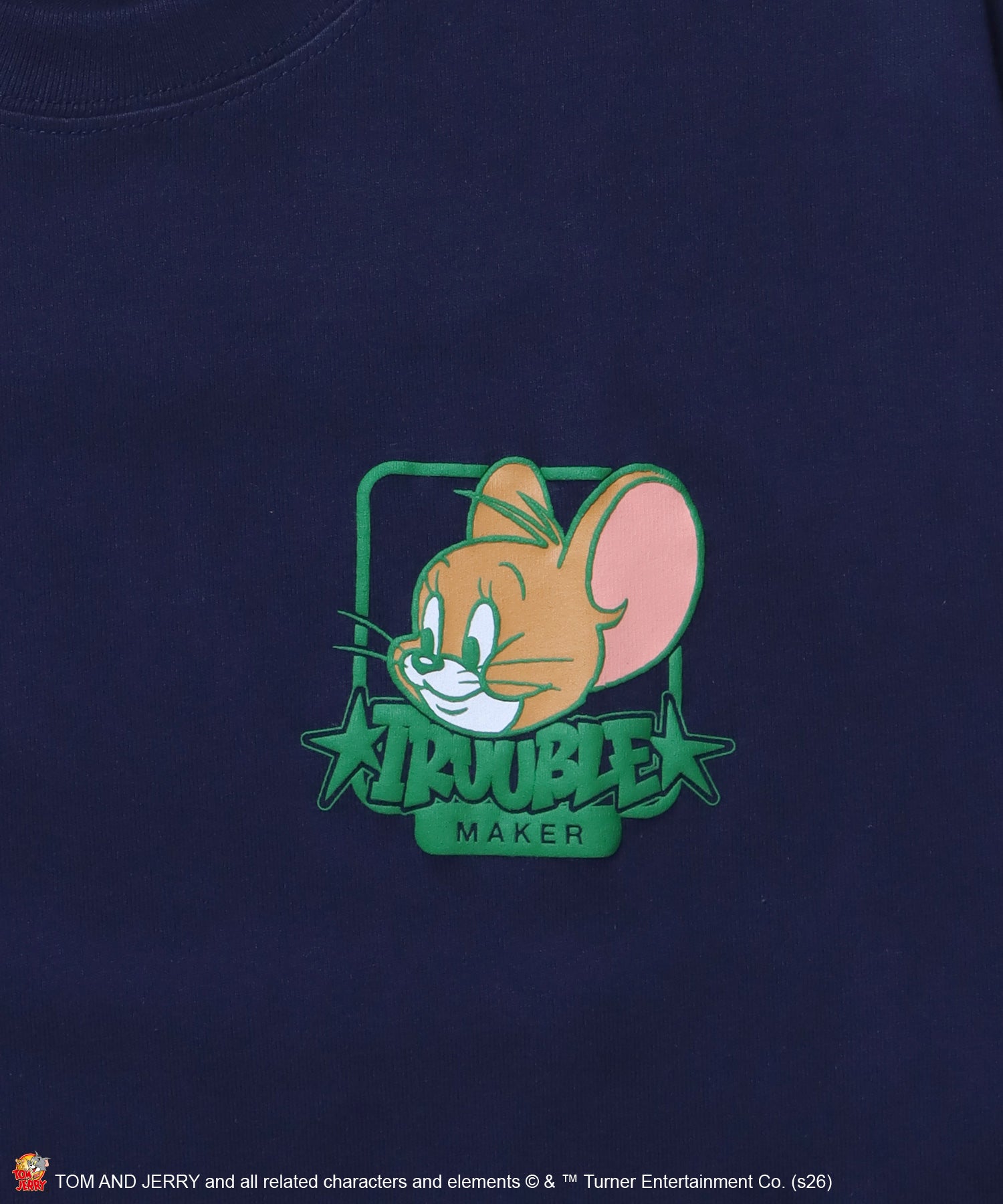 TJ BACK STYLE JERRY TEE / トムとジェリー Tシャツ 半袖 クルーネック プリント オーバーサイズ ダークネイビー