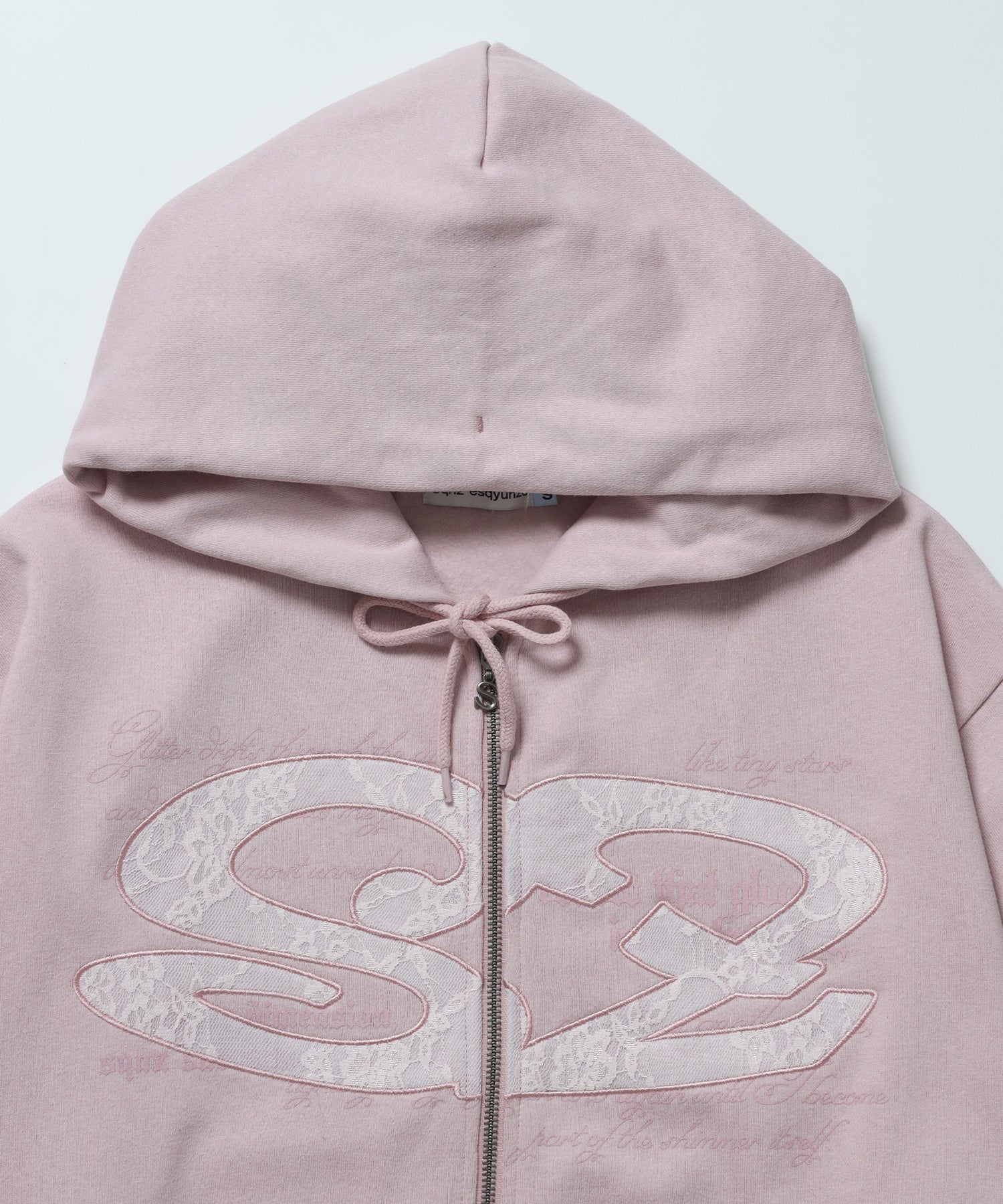 レースロゴジップパーカー / sqnzU oval lace logo zip p/k