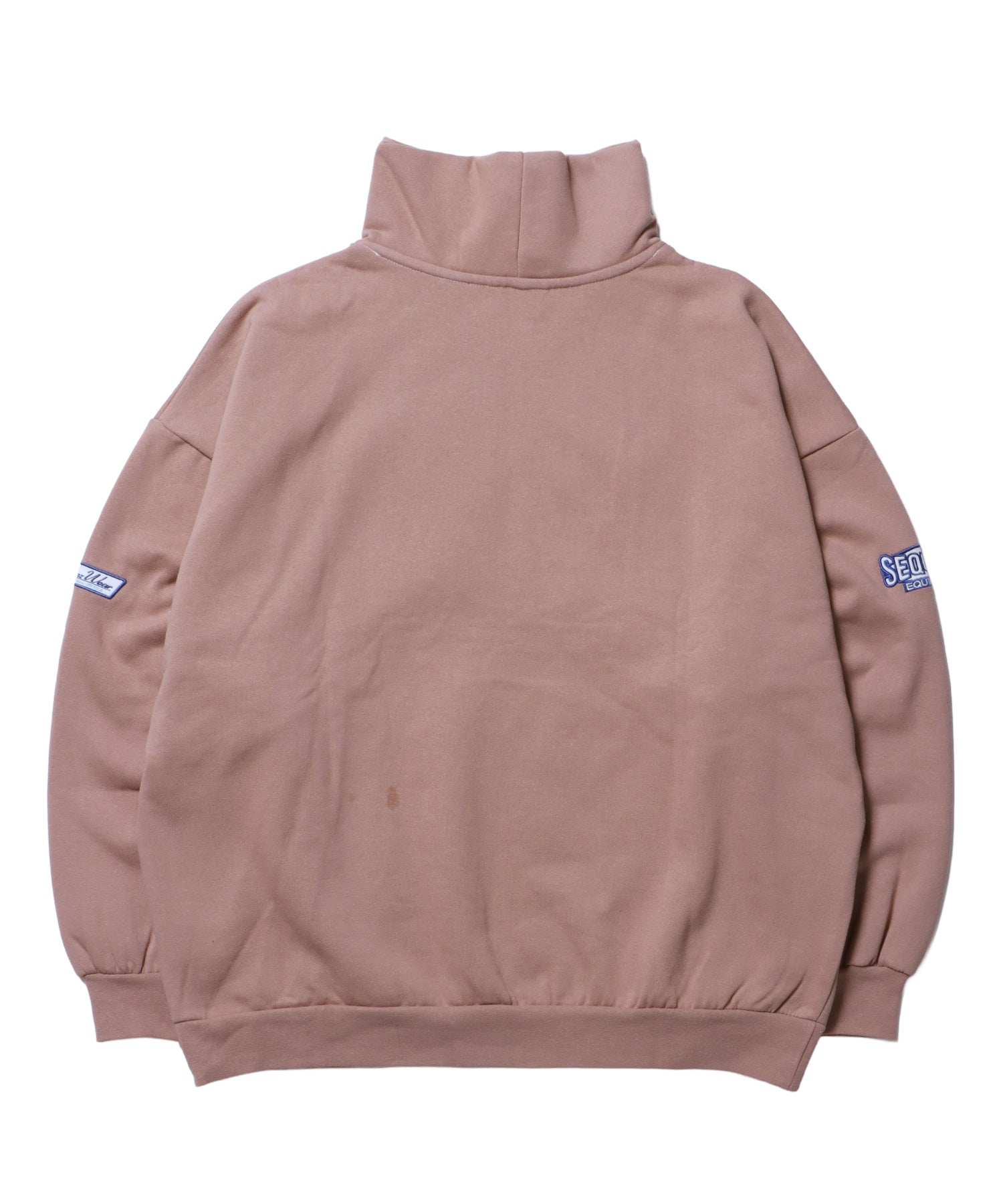 90s 1/2 ZIP SWEAT / 裏起毛 オーバーサイズ プルオーバー スウェット ルーズシルエット ハーフジップ 刺繍 ポケット ジップアップ セットアップ ピンク ≪SET UP着用可能≫