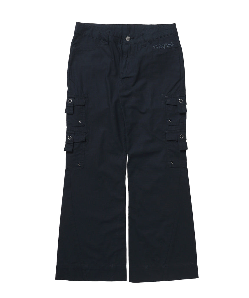 ※WEB限定 / レディースフレアカーゴパンツ / sqnz eyelet low-rise pants ダークネイビー