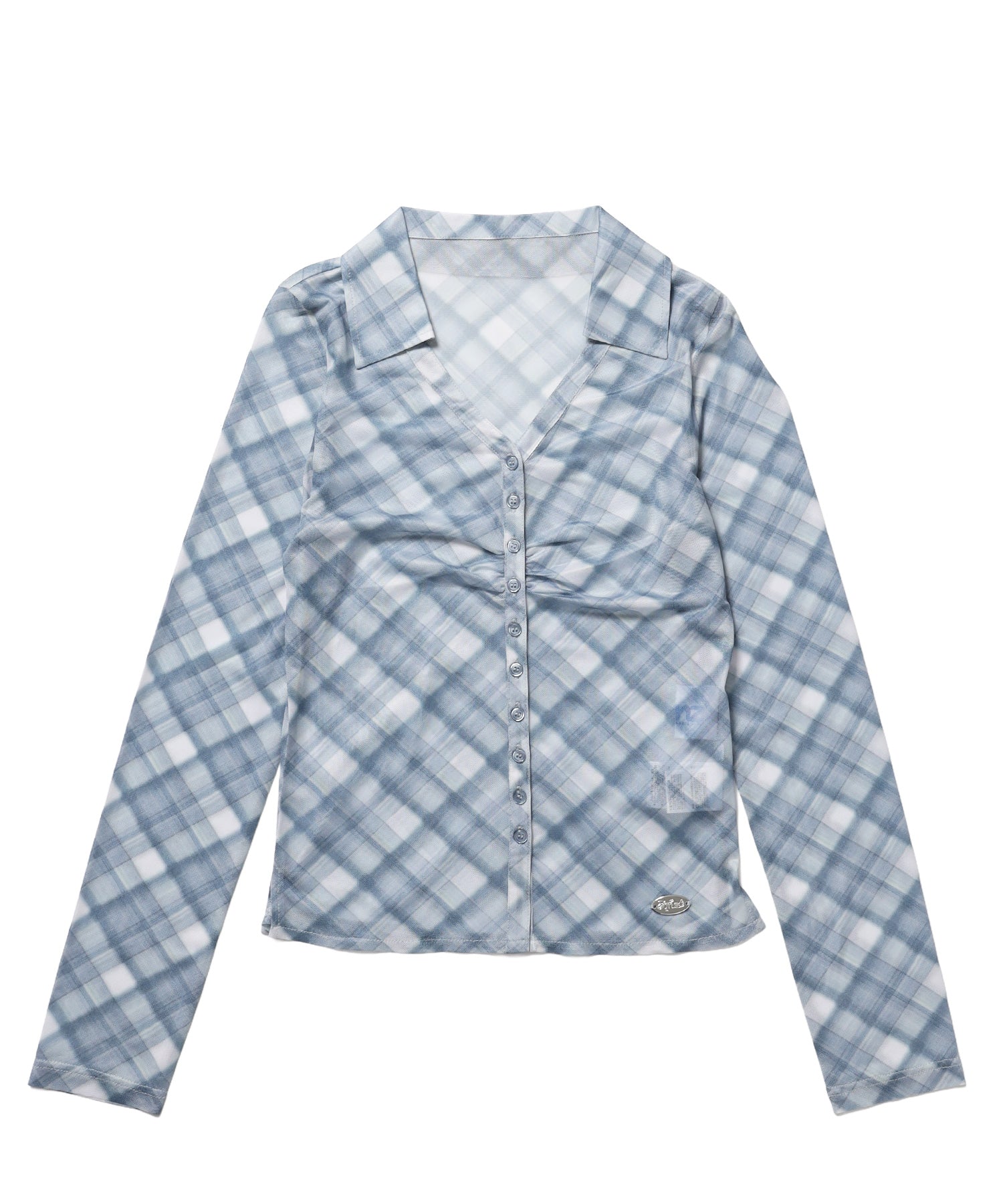 ※WEB限定 / レディースギャザー長袖シャツ / sqnz sheer gather l/s shirts サックスブルー