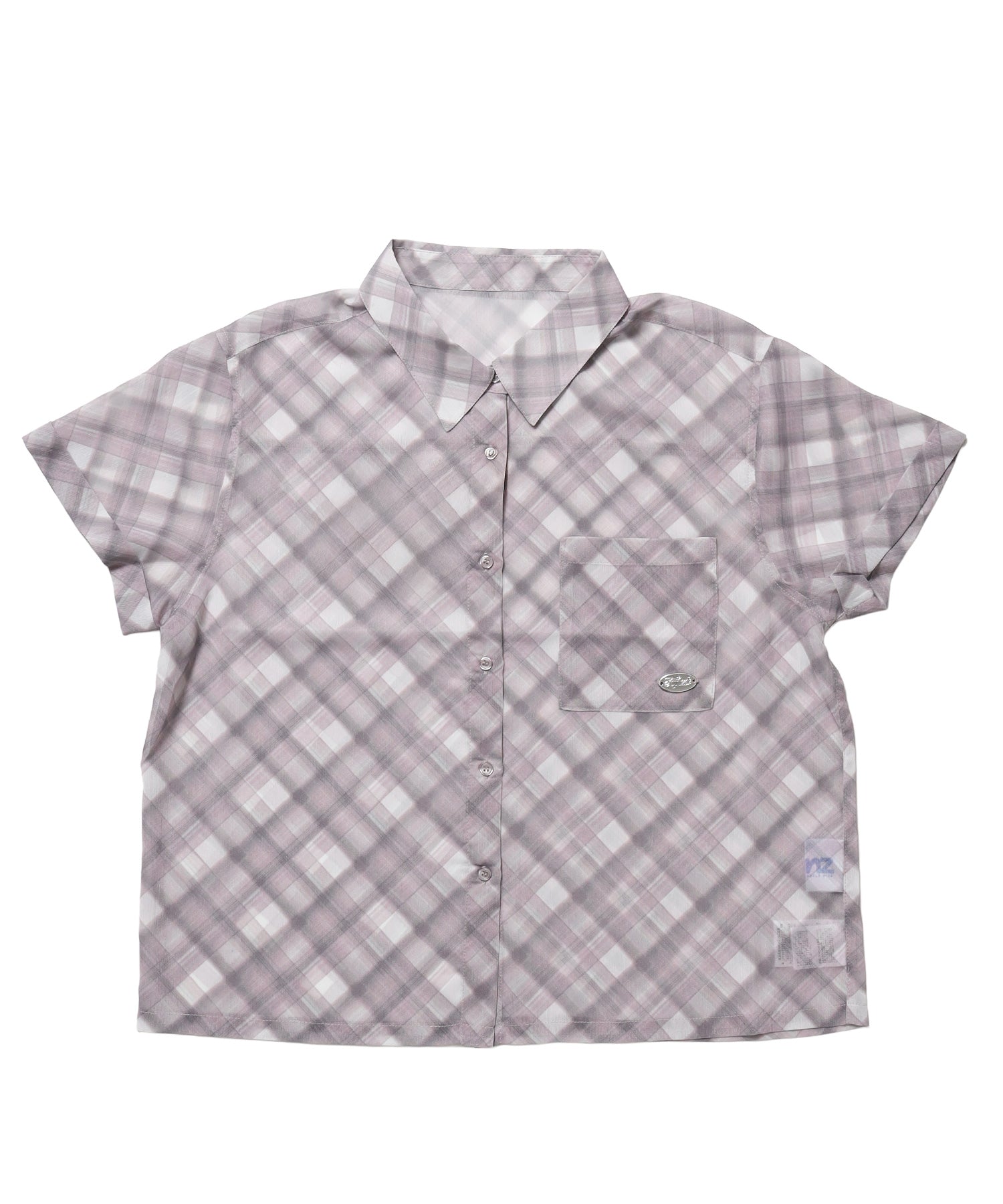 ※WEB限定 / レディースチェック半袖シャツ / sqnz sheer check shirts ピンク