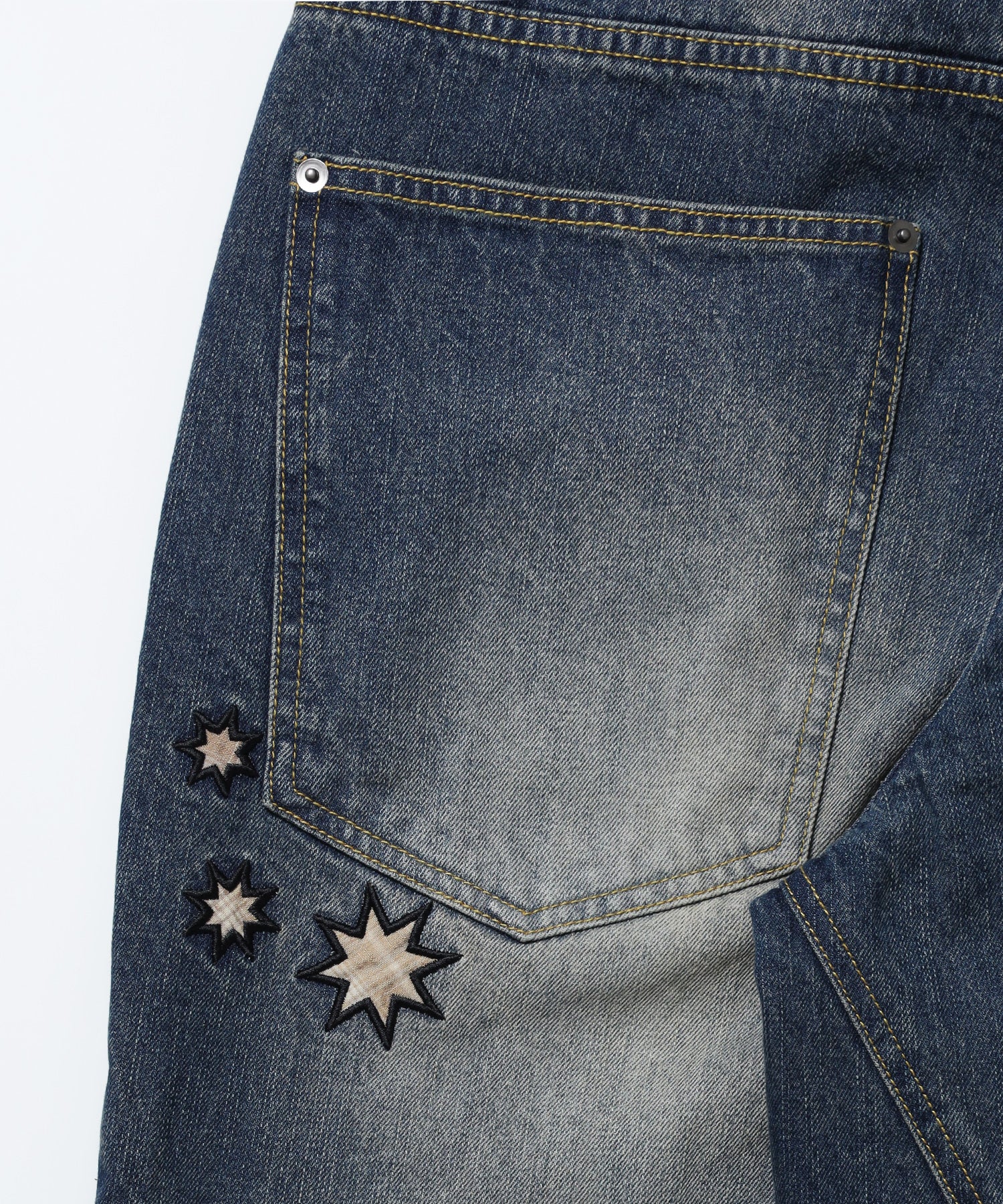 ※WEB限定 / ワイドデニムパンツ / sqnz seam design applique denim ネイビー