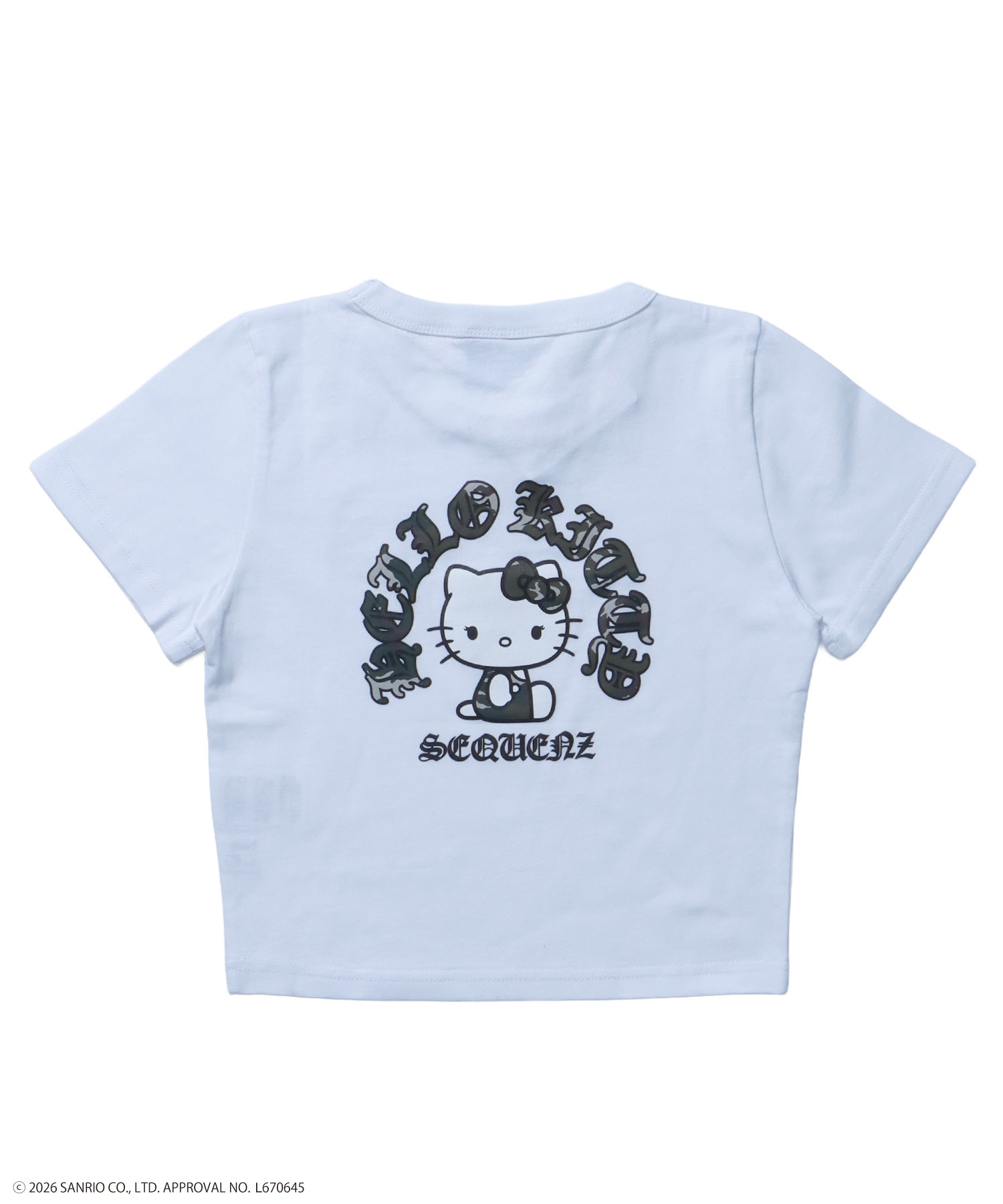HK CIRCLE LOGO TEE / ハローキティ キティちゃん 半袖 クルーネック プリント ワンポイント ラインストーン プリント ホワイト