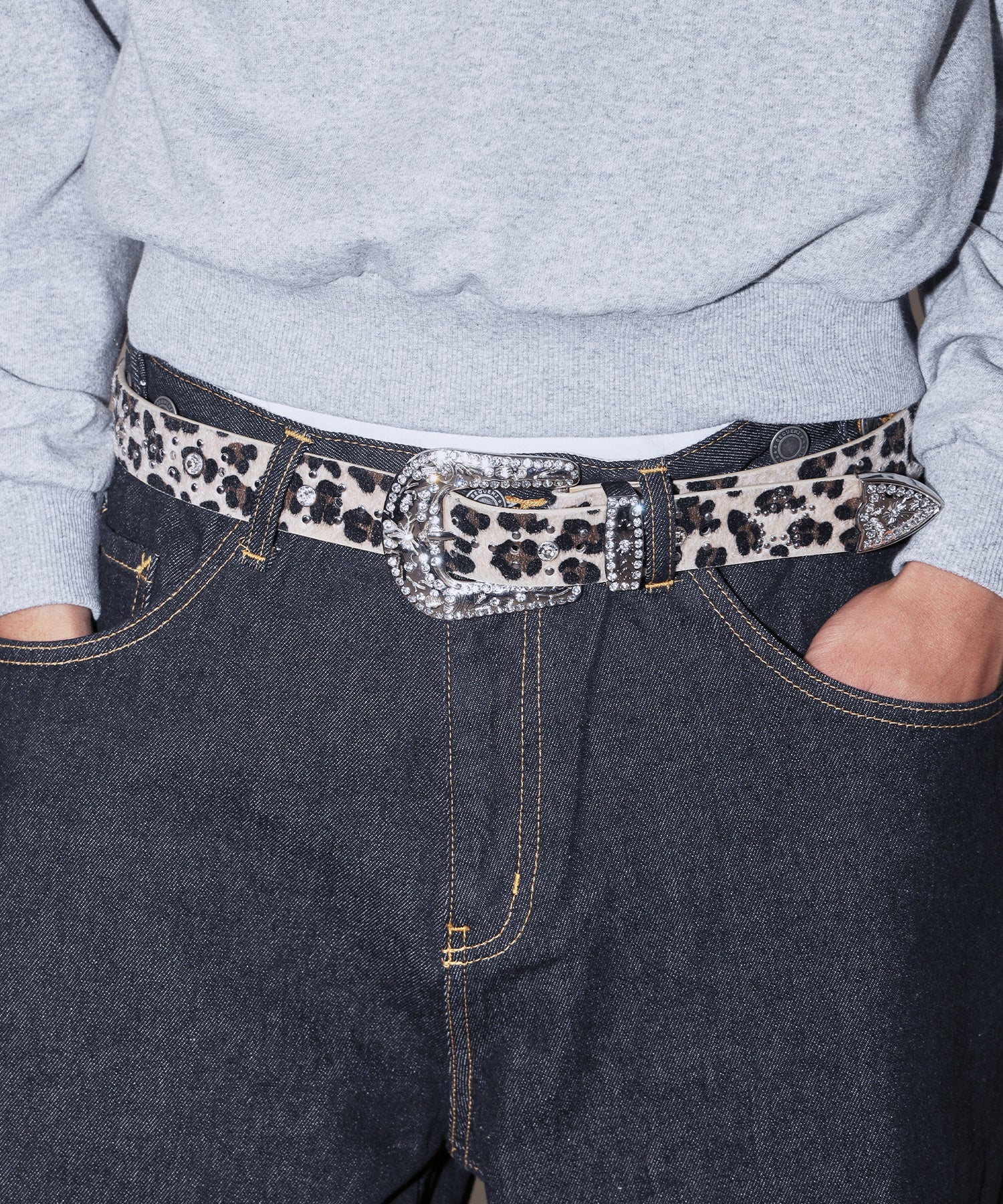 SEQUENZ RHINE STONE BELT MEN / ベルト スタッズ ストーン リアルツリー レオパード メンズ 雑貨 柄81