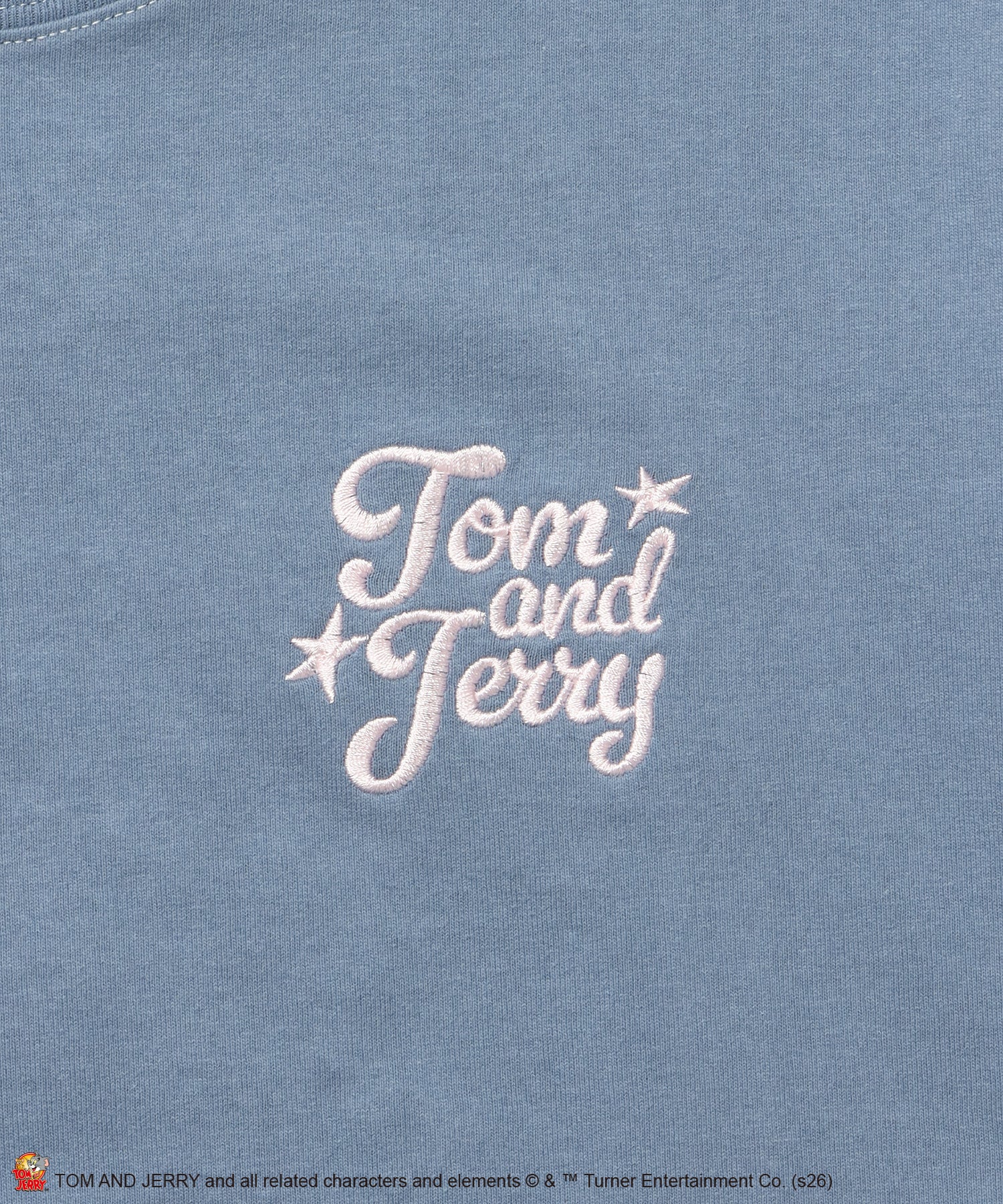 TJ SWIMMING EMB. TEE / トムとジェリー 半袖 クルーネック 刺繍 ワンポイント ユニセックス オーバーサイズ レイヤード サックスブルー