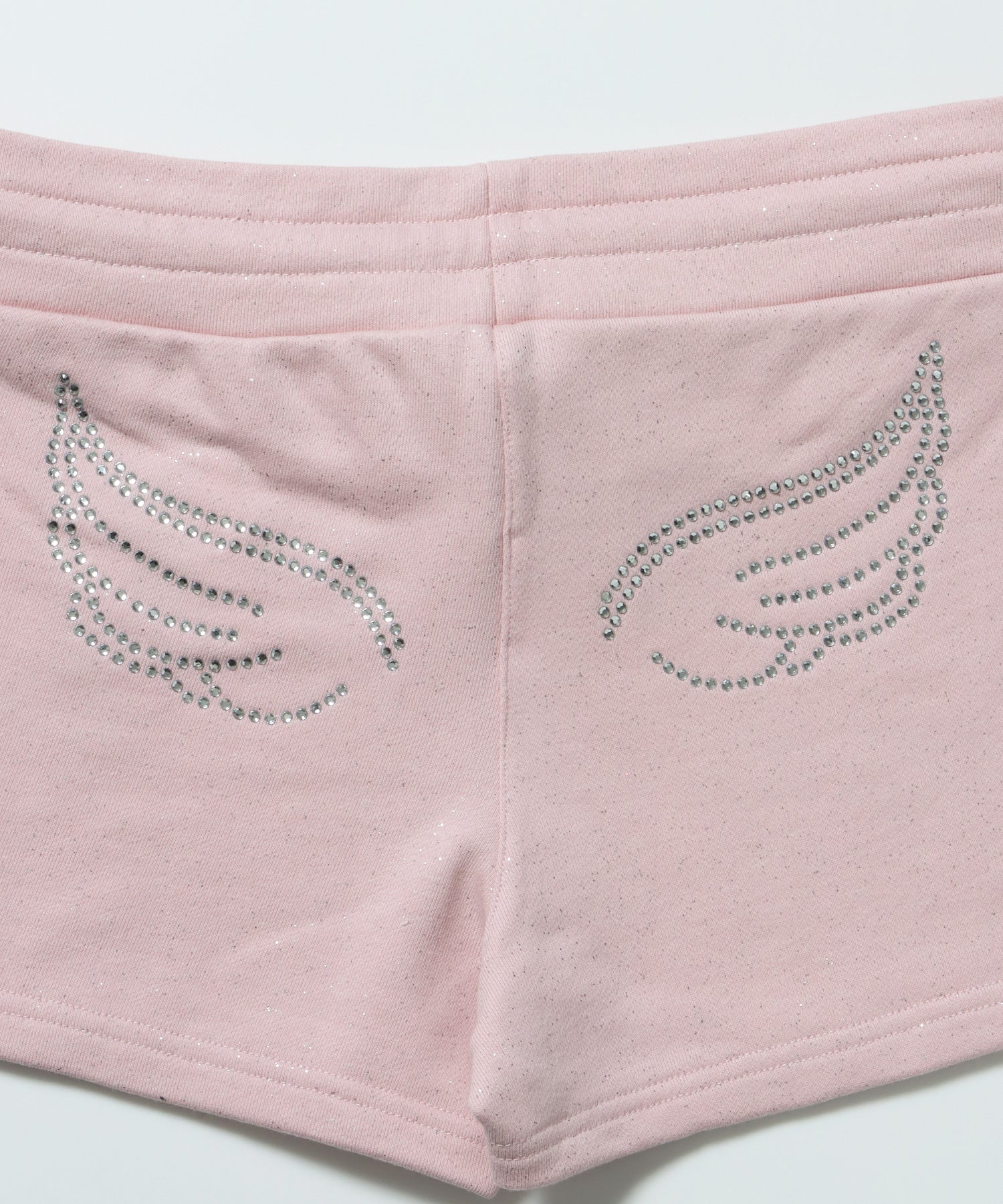 ≪予約商品≫sqnz glitter mini pants / レディース ショートパンツ ボトムス ラインストーン 裏毛 【セットアップ着用可能】 ライトピンク