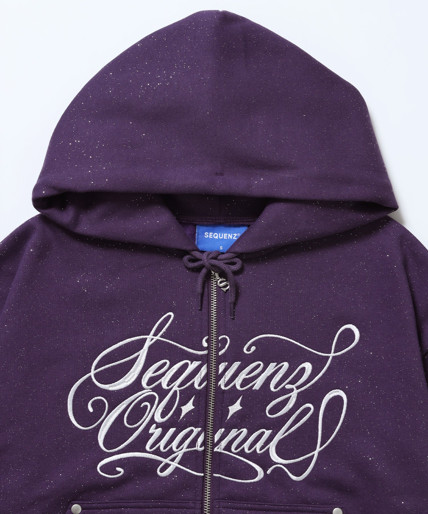 グリッター裏起毛ジップパーカー / SQNZ LOGO GLITTER ZIP P/K グレイッシュパープル
