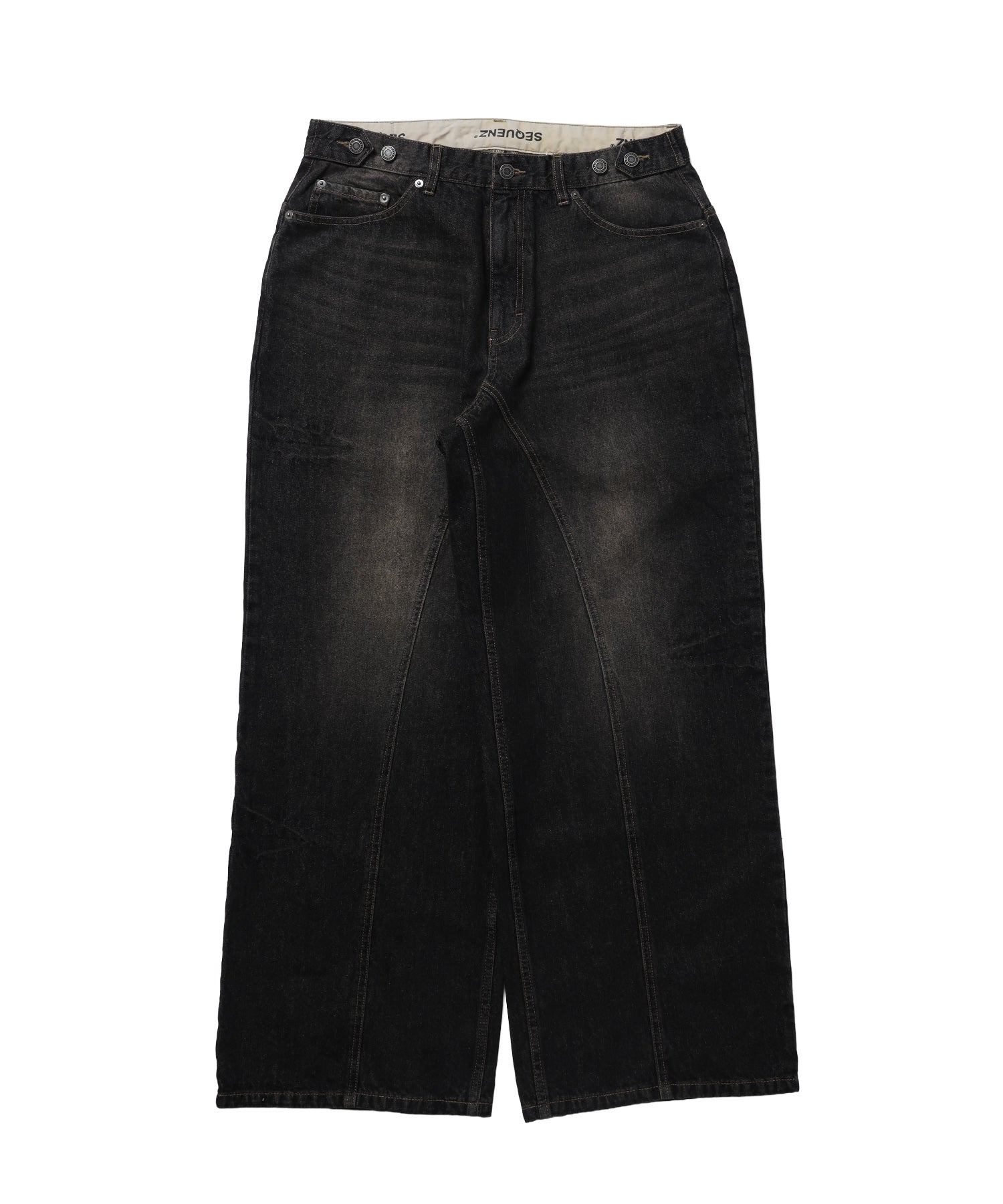 ※WEB限定 / ワイドデニムパンツ / sqnz seam design applique denim ブラウン