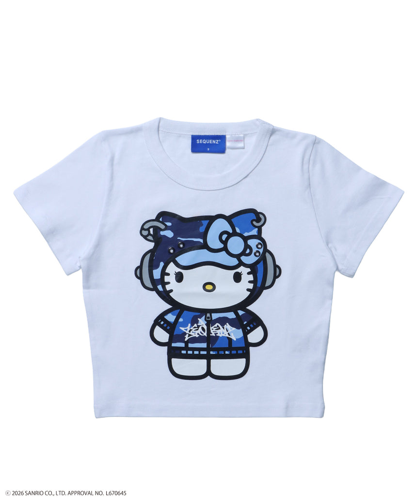 HK EYELET TEE / ハローキティ キティちゃん 半袖 クルーネック プリント ワンポイント ハトメ ホワイト