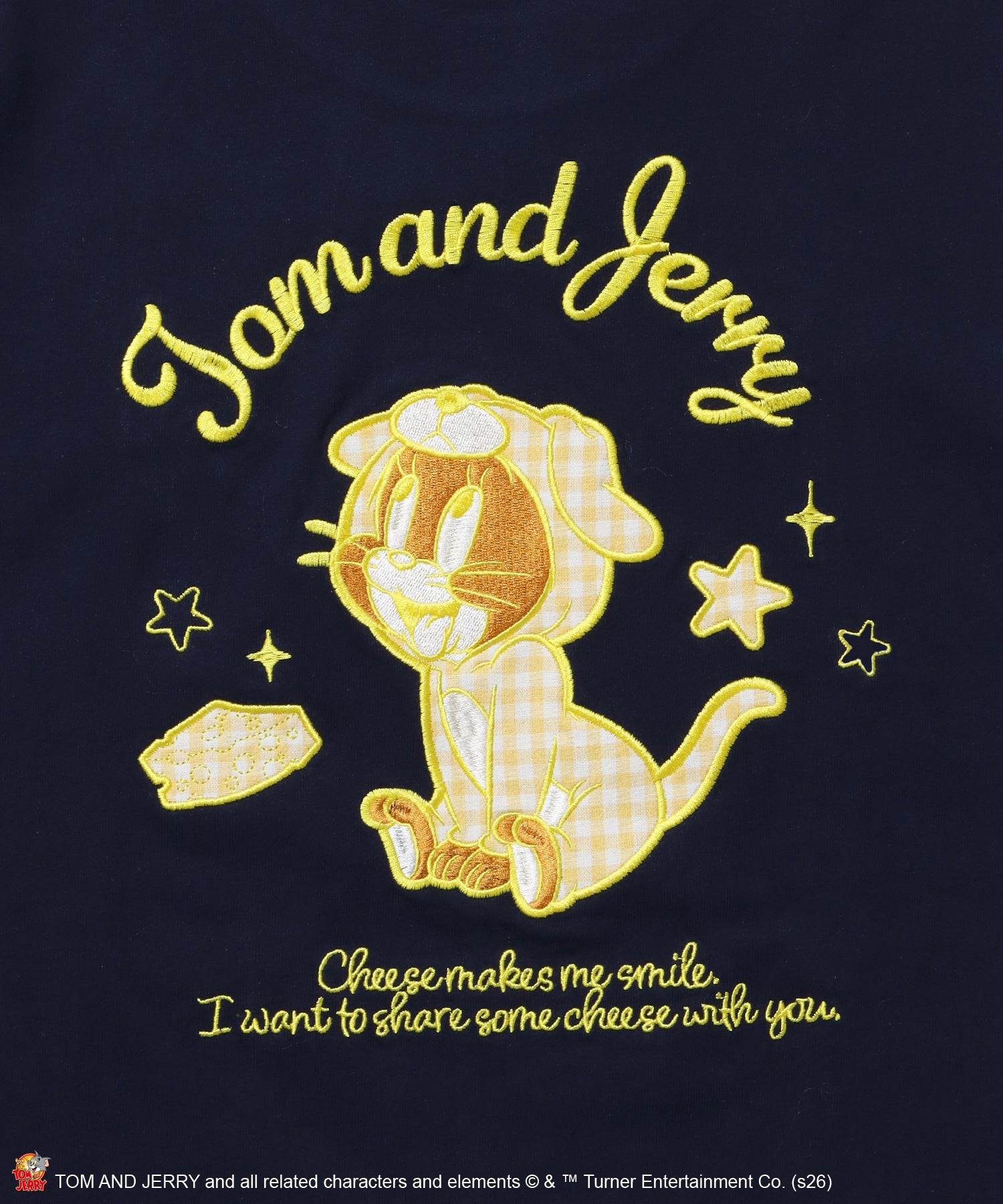 TJ GINGHAM DOG TEE / トムとジェリー 半袖 クルーネック 刺繍 ワンポイント ワッペン ユニセックス オーバーサイズ レイヤード ダークネイビー