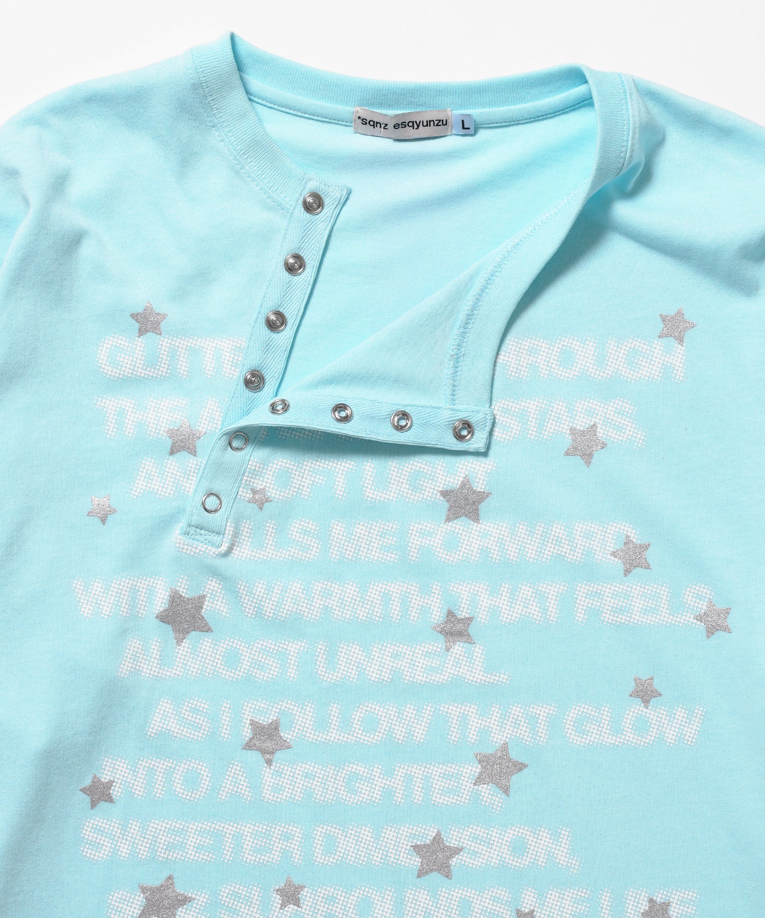 ※WEB限定 / ぼかしプリントヘンリーネックロンT / sqnzU BORDER L/S TEE ターコイズブルー