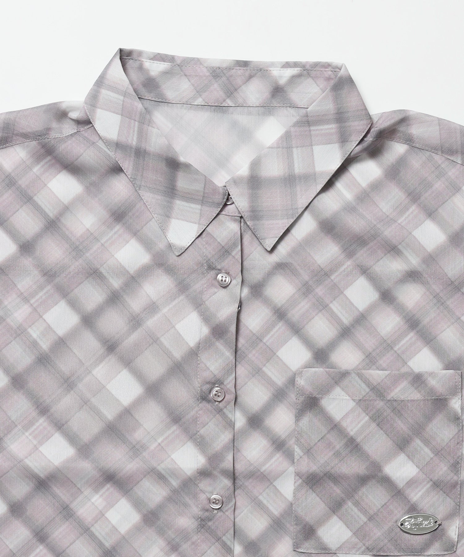 ※WEB限定 / レディースチェック半袖シャツ / sqnz sheer check shirts ピンク