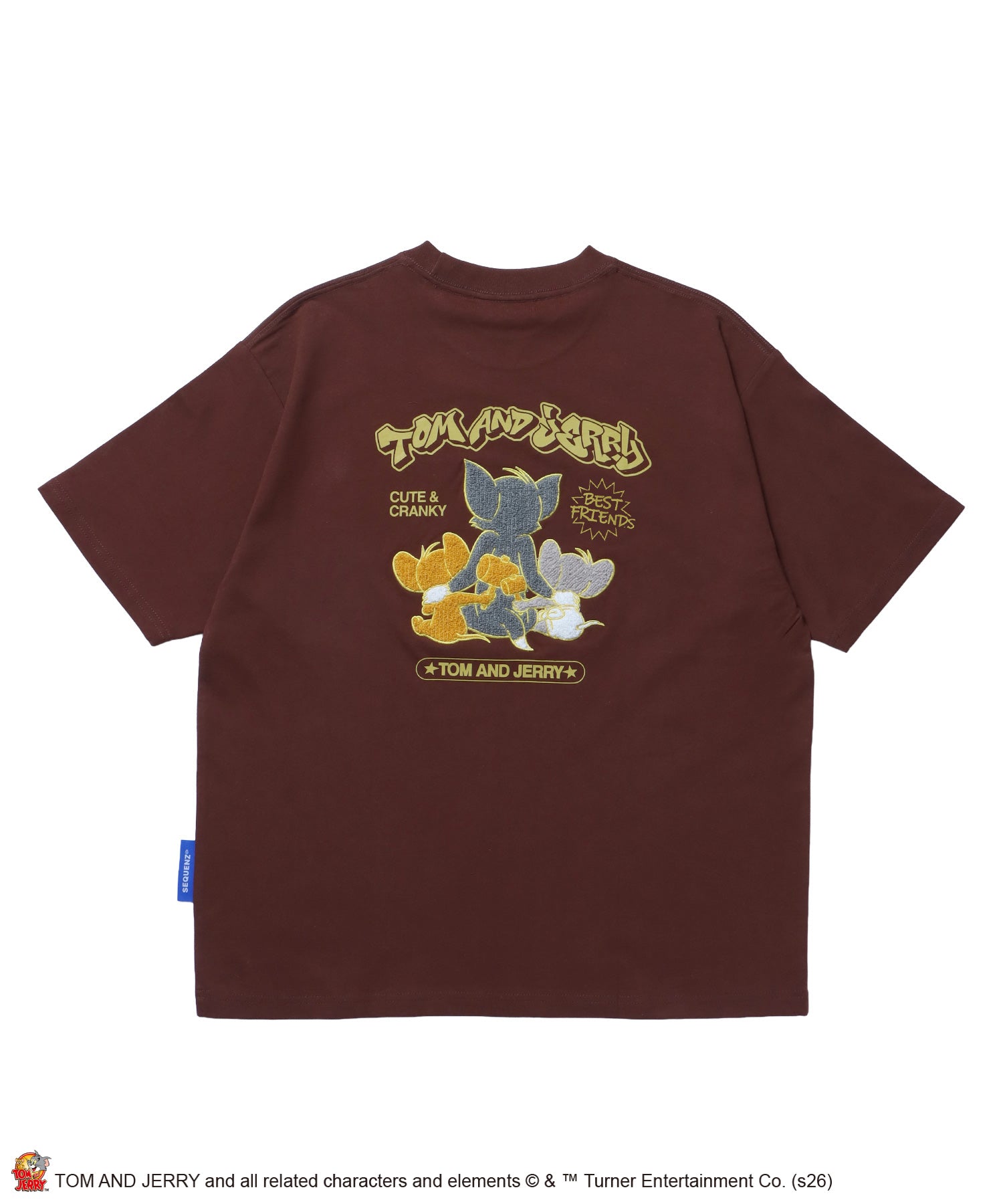 TJ BEST FRIENDS! EMB. TEE / トムとジェリー Tシャツ 半袖 クルーネック 刺繍 オーバーサイズ ブラウン