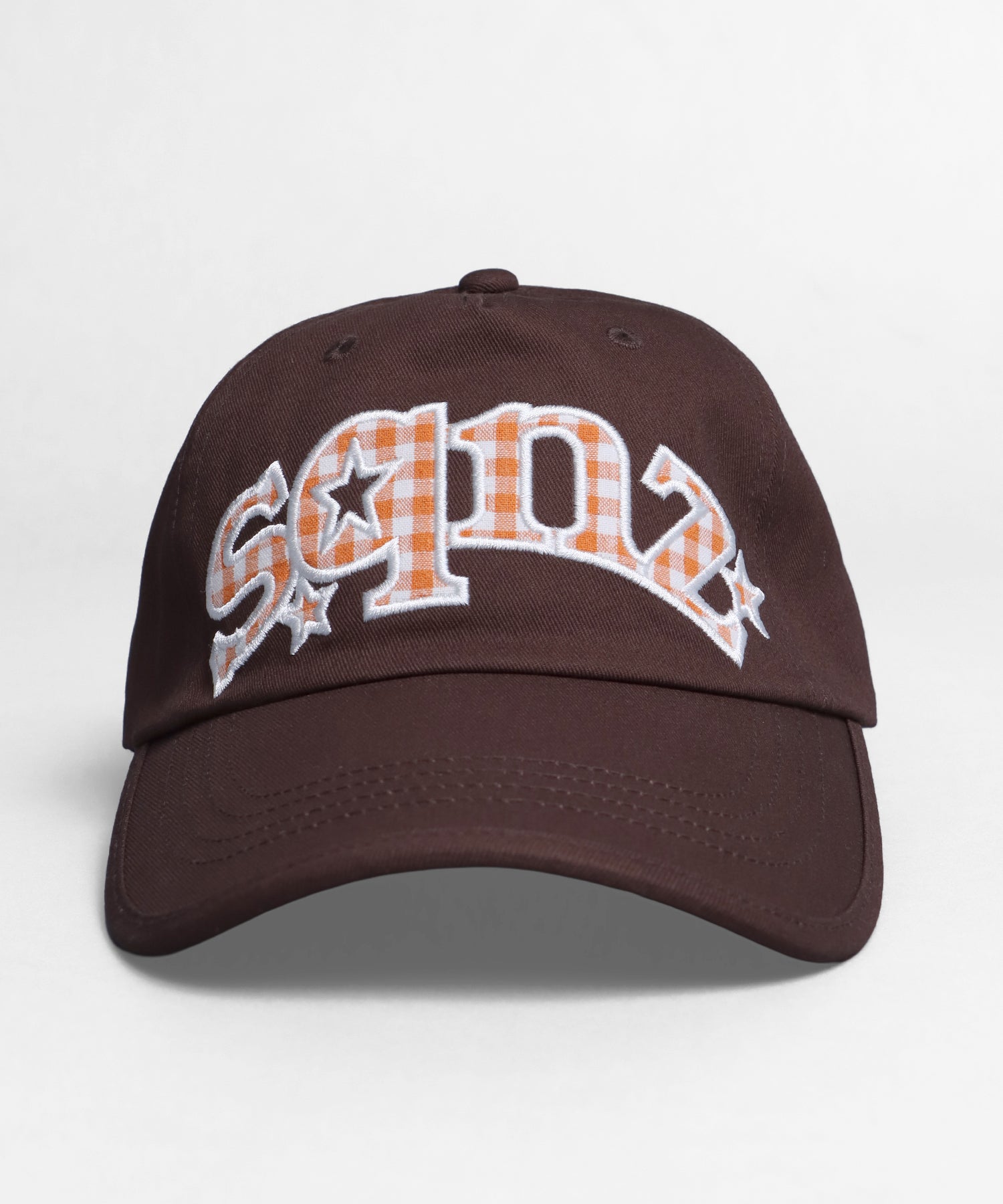 ≪予約商品≫sqnz gingham logo cap / キャップ 帽子 ワッペン ベースボール ユニセックス 刺繍 ブラウン