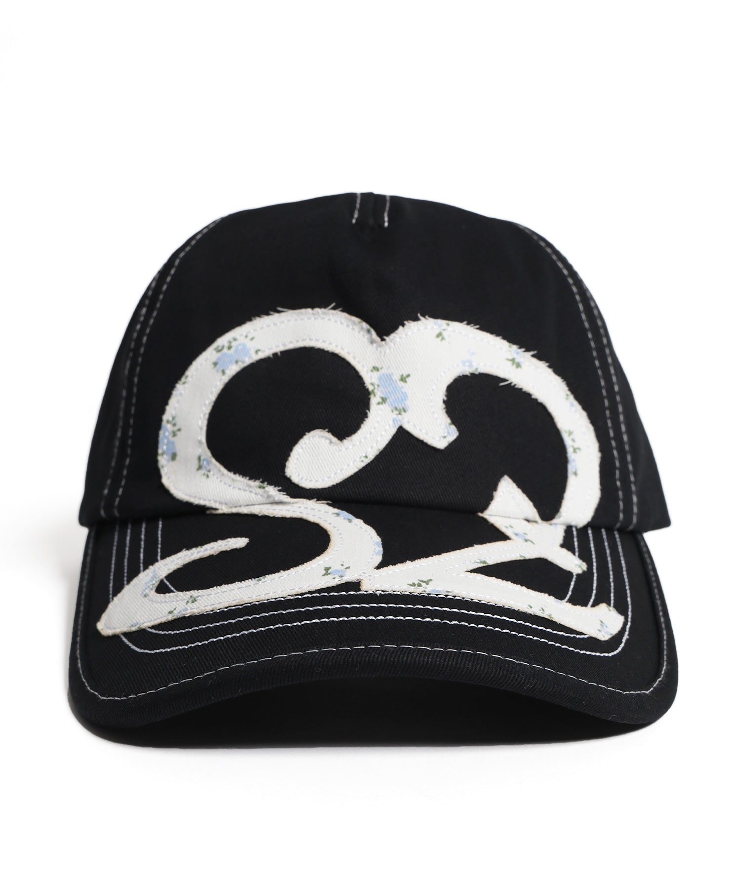 ※WEB限定 / ワッペン / またぎデザインキャップ /sqnz logo applique stitch cap ブラック