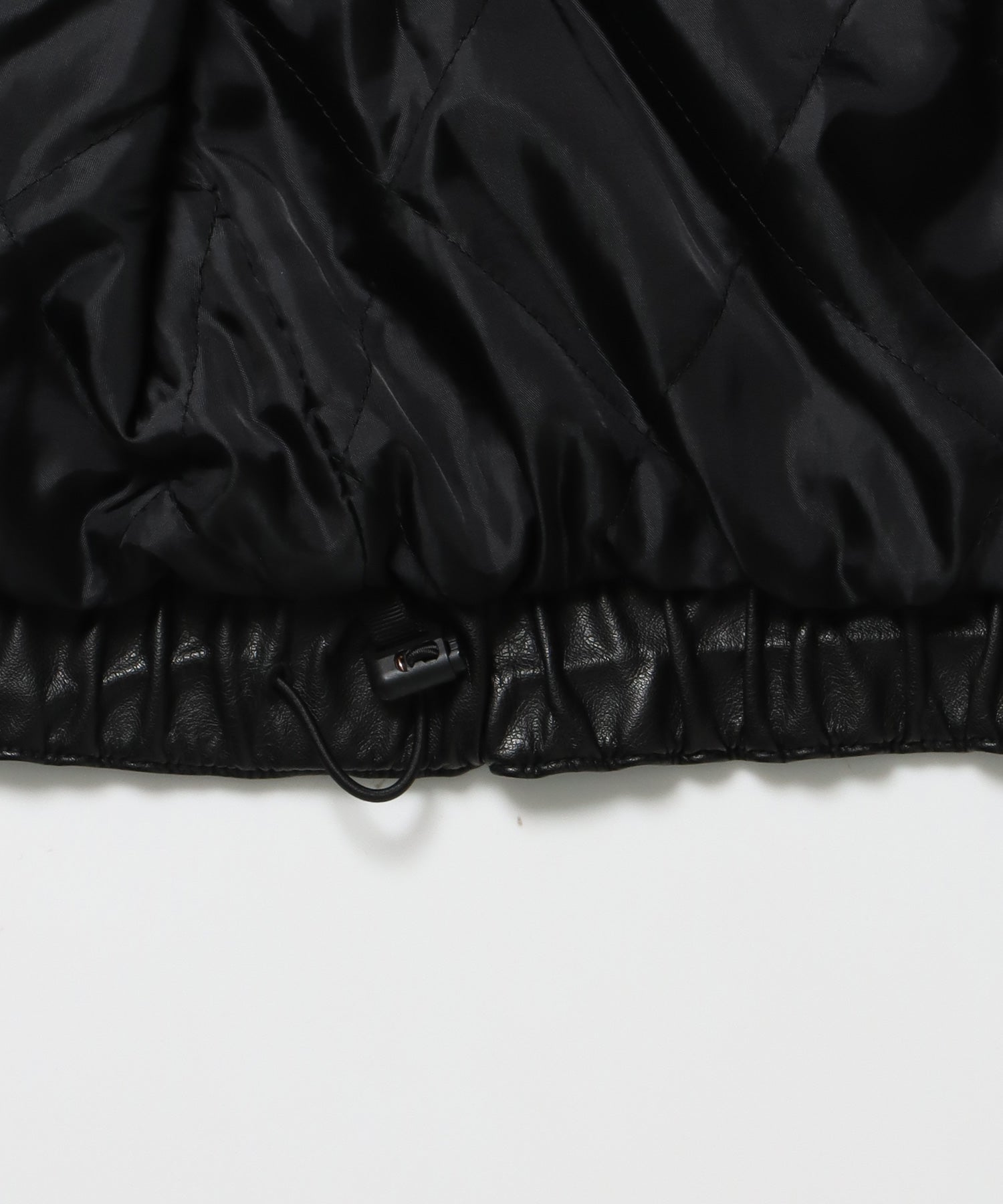 FUR PU HOODIE JKT / フェイクレザー ジャケット ファー 中綿 ダブルジップ フーディ ブラック