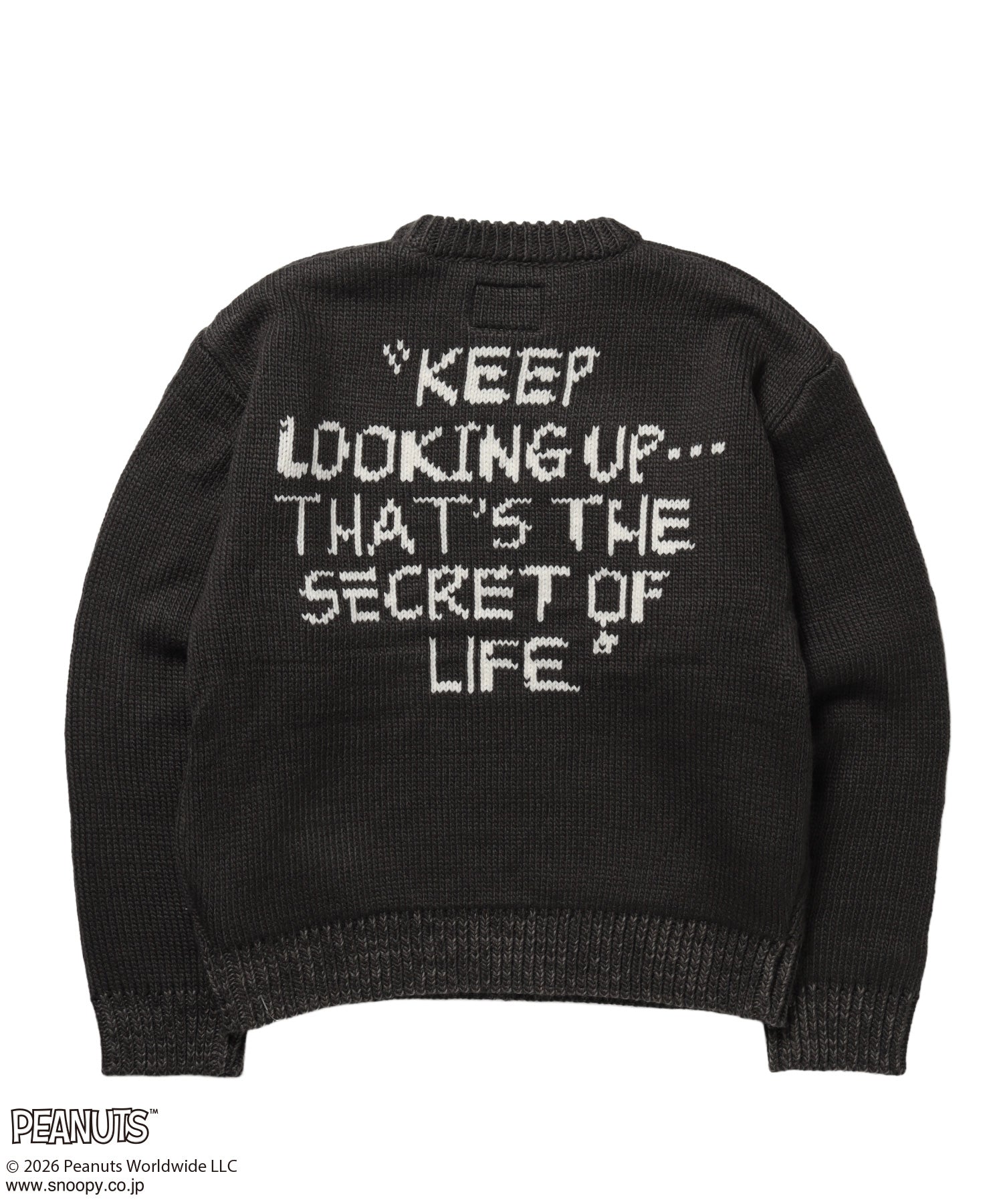TP SNOOPY CHUNKY KNIT / スヌーピー メッセージプリント チャンキーニット チャコール
