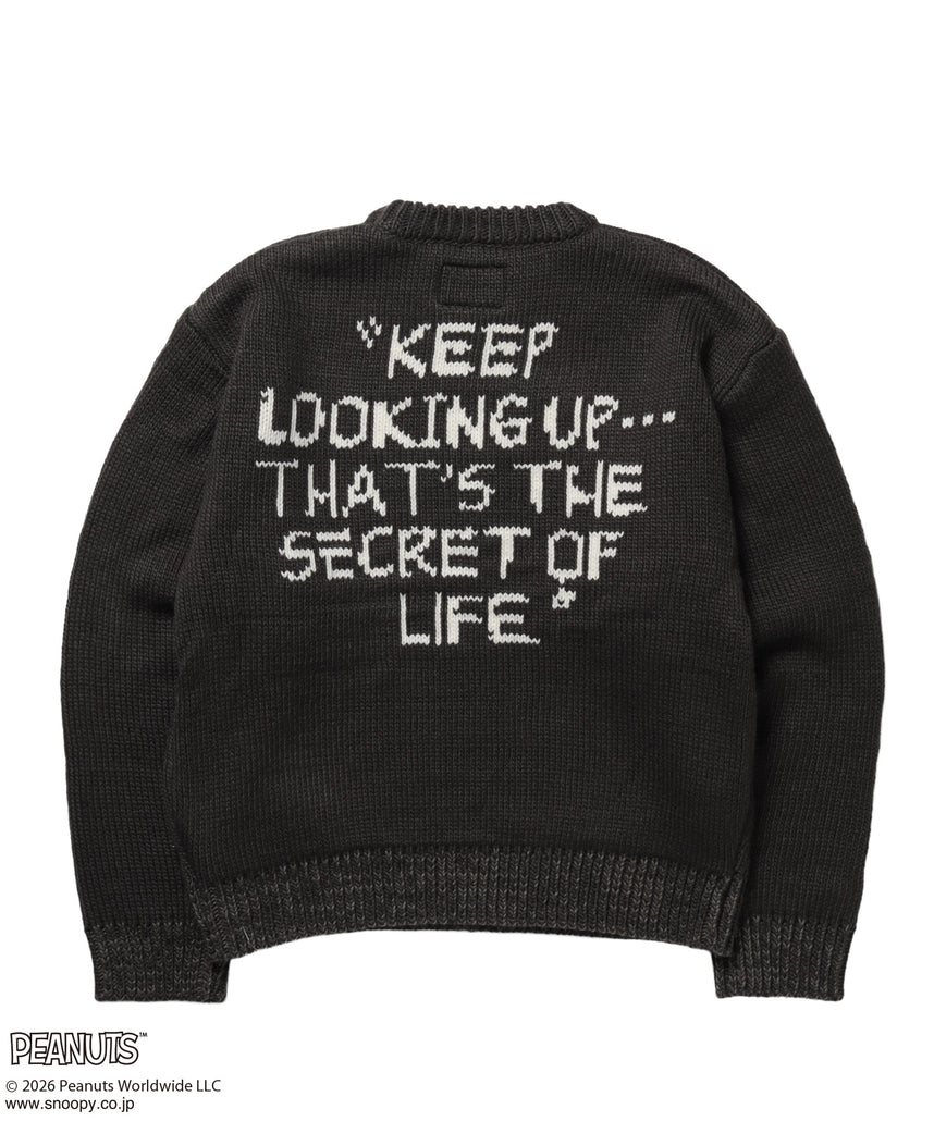 TP SNOOPY CHUNKY KNIT / スヌーピー メッセージプリント チャンキーニット チャコール