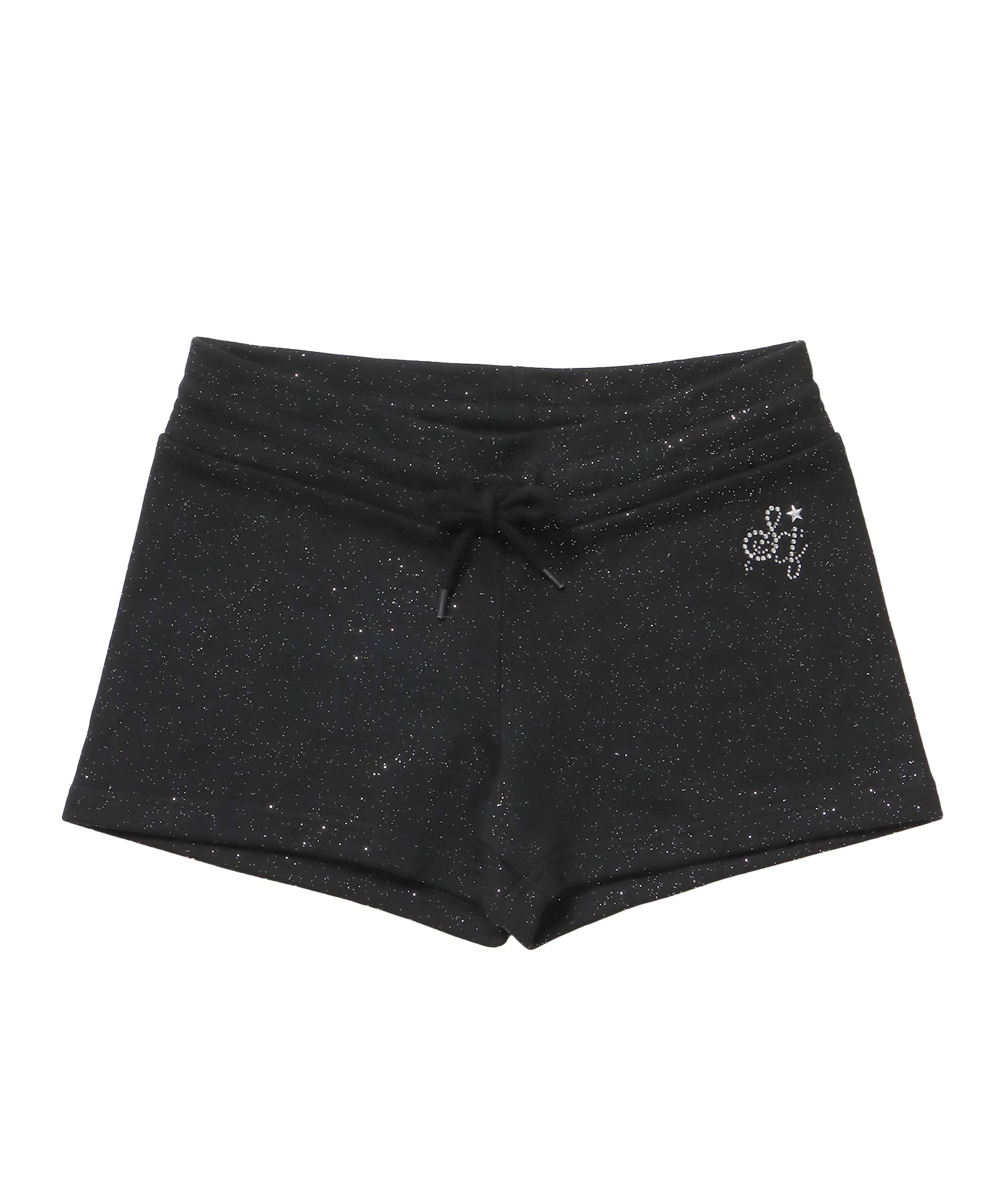 ≪予約商品≫sqnz glitter mini pants / レディース ショートパンツ ボトムス ラインストーン 裏毛 【セットアップ着用可能】 ブラック