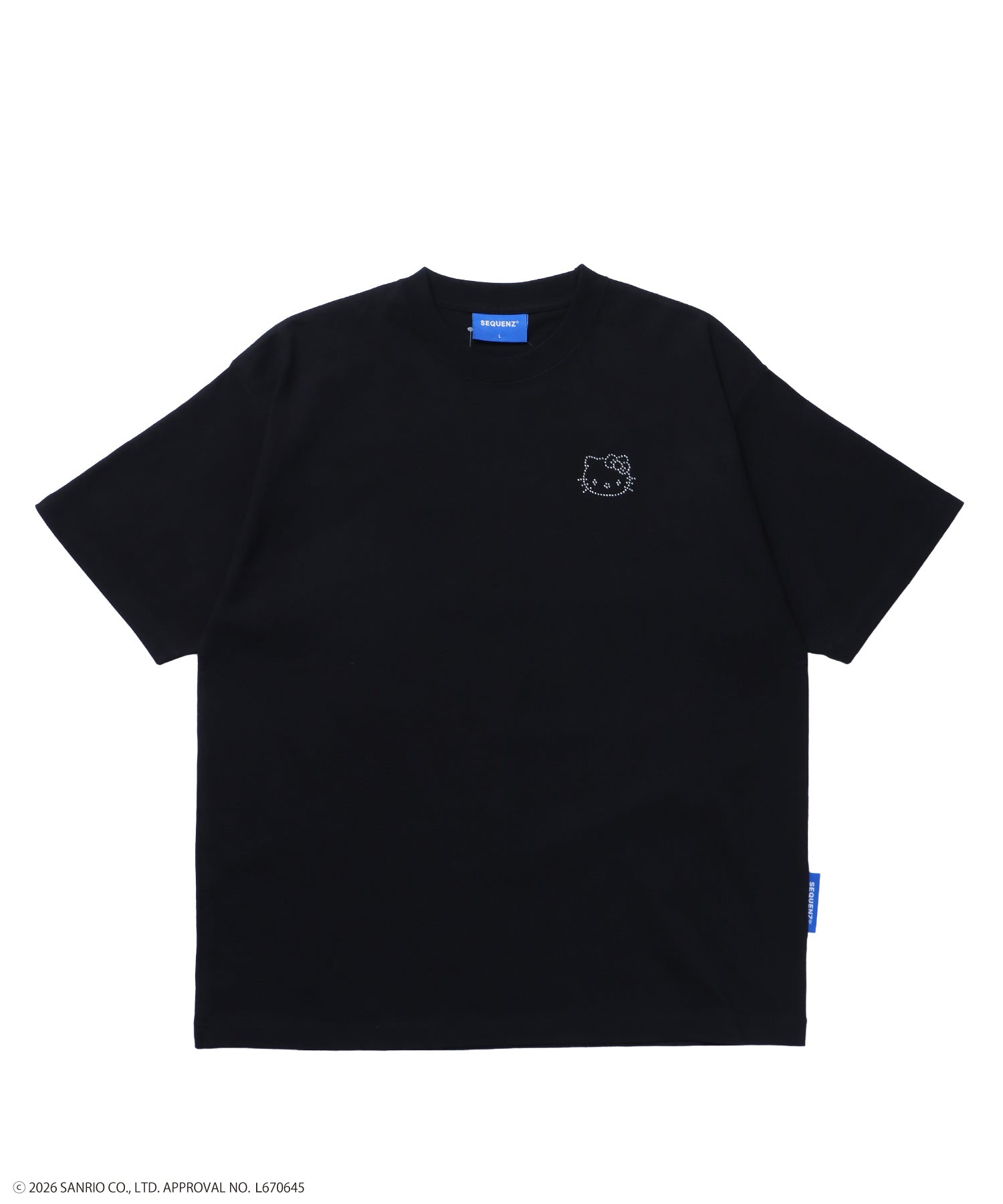 HK CIRCLE LOGO TEE / ハローキティ キティちゃん 半袖 クルーネック プリント ワンポイント ラインストーン プリント ブラック