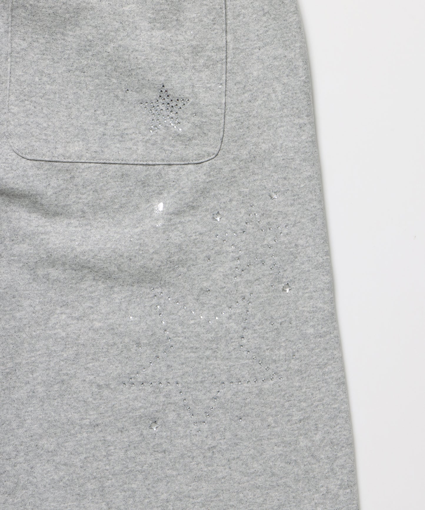 sqnz glitter sweat pants / グリッター スウェットパンツ ラインストーン ドローストリング ポケット 裏起毛 【セットアップ着用可能】 M.グレー