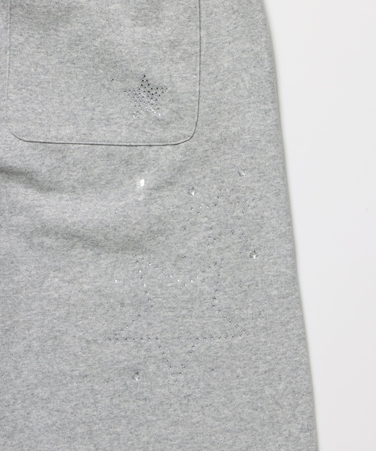 sqnz glitter sweat pants / グリッター スウェットパンツ ラインストーン ドローストリング ポケット 裏起毛 【セットアップ着用可能】 M.グレー