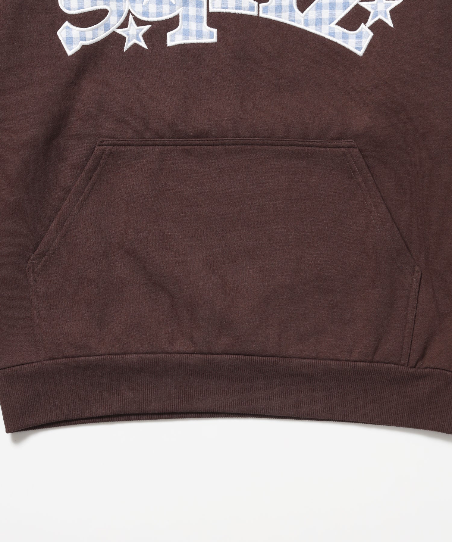 ※WEB限定 / 短丈裏起毛ジップパーカー / sqnz gingham applique pk ブラウン