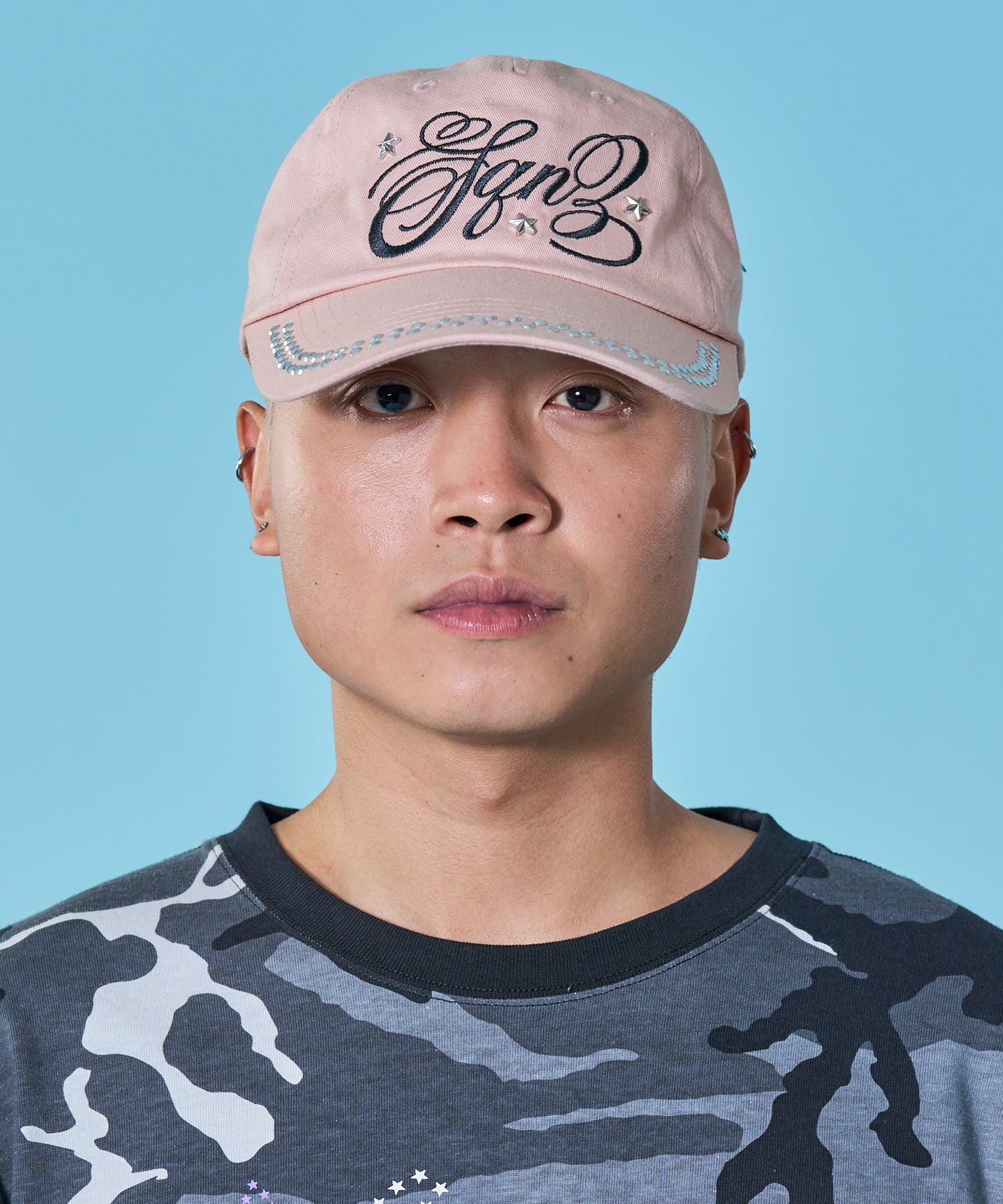 ※WEB限定 / ラインストーンロゴキャップ / sqnz studs cap ライトピンク