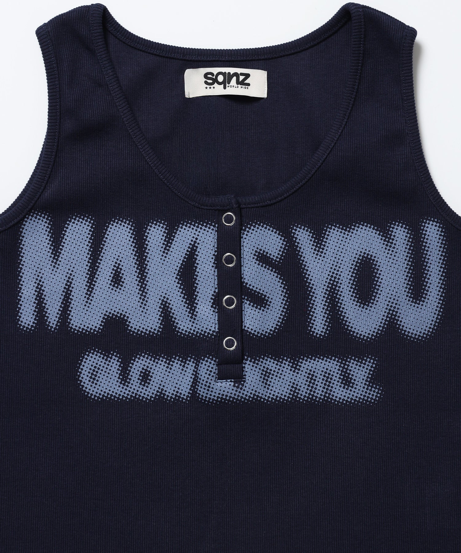 ※WEB限定 / レディースヘンリーネックタンクトップ / sqnz blur logo henley tank top ネイビー