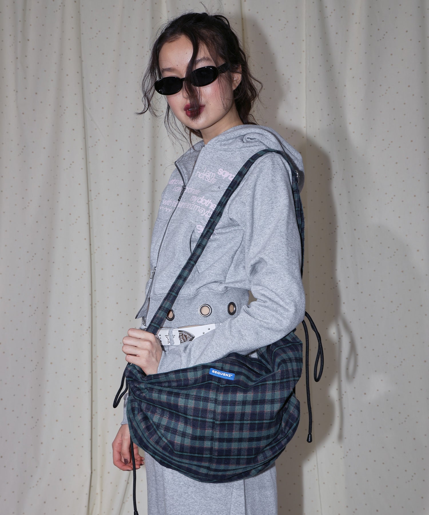 SHOULDER GATHER BAG / テック ショルダーバッグ 調節可能 ドローコード グリーン