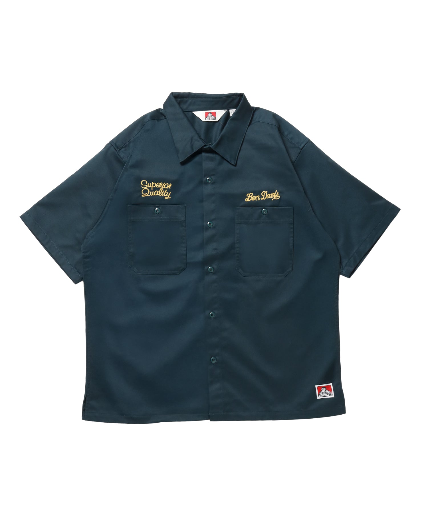 RACER S/S WORK SHIRT / 半袖 シャツ ワーク レギュラーカラー ボックスシルエット ダークグリーン