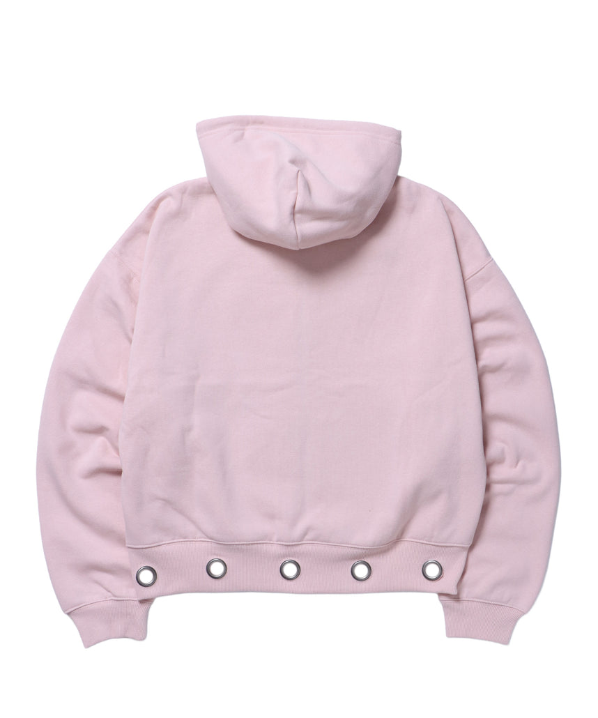 sqnz eyelet zip pk / ジップパーカー スタッズ フーディ ハトメ 裏起毛≪SET UP着用可能≫ ピンク