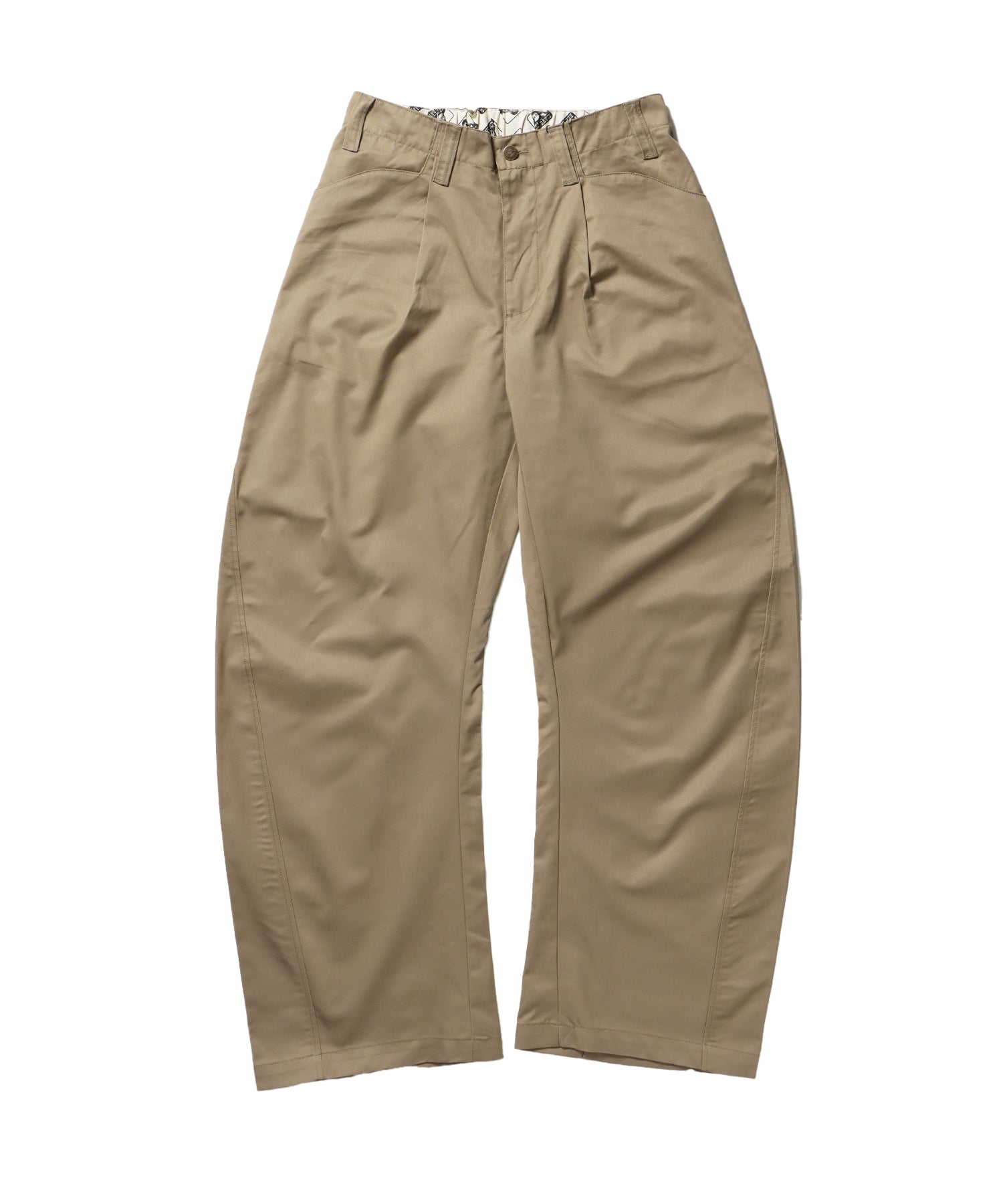 CURVE BUGGY WORK PANTS / パンツ ボトムス カーブ タック ワンポイント ツイル ベージュ