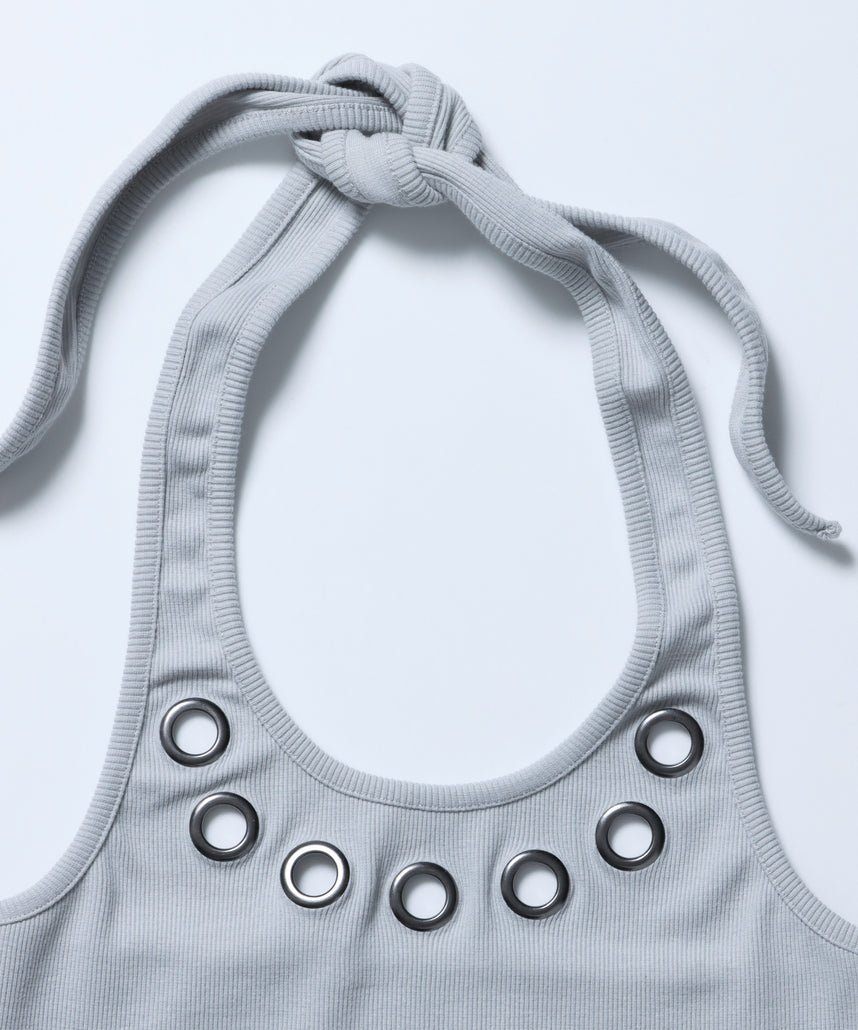 ※WEB限定 / レディースアイレットタンクトップ / sqnz halter neck eyelet tank top ライトグレー