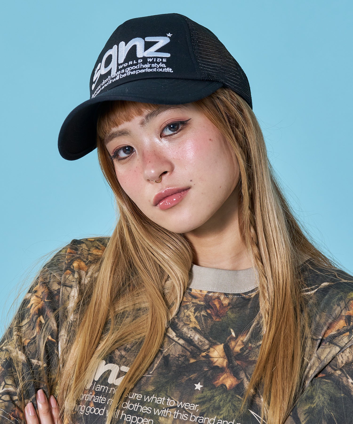 ※WEB限定 / 刺繍 / メッシュキャップ / sqnz mesh logo cap ブラック