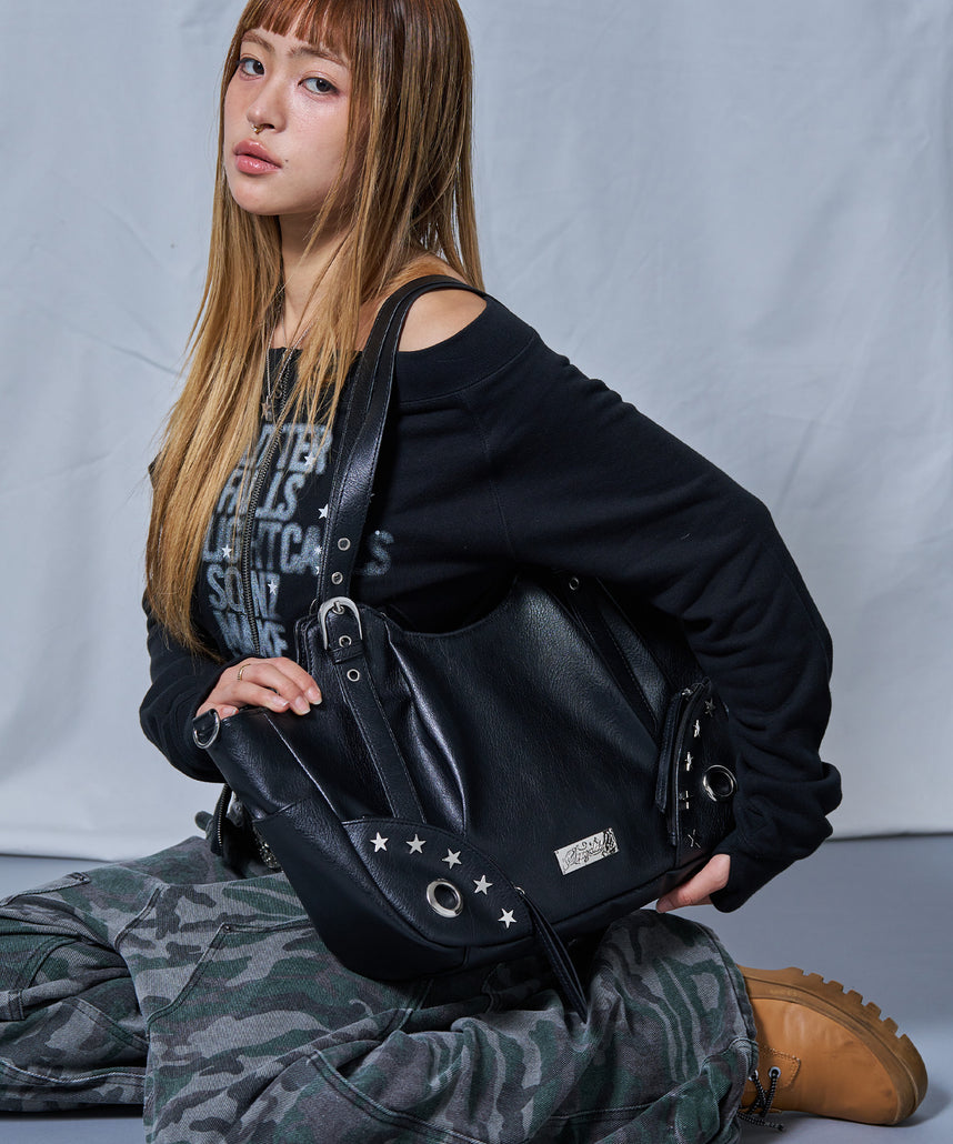 ※WEB限定 / スタースタッズ&ハトメハンドバッグ / sqnz star eyelet bag ブラック